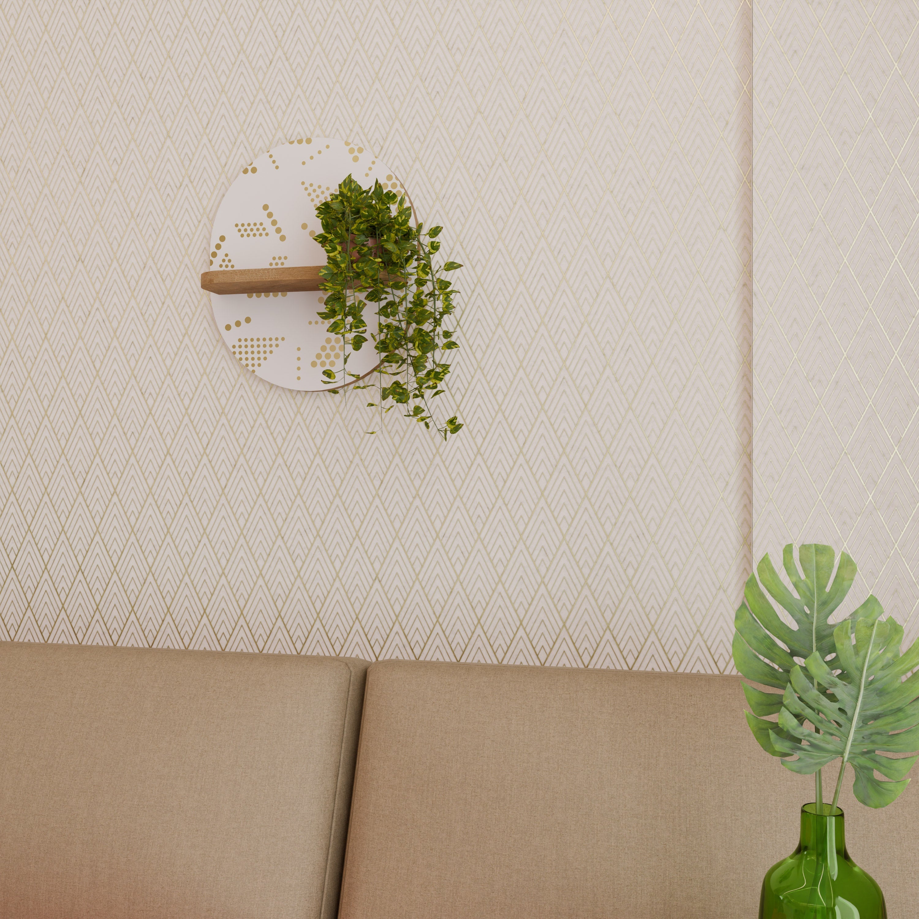 Étagère d'art ovale SPOTTED DAZE effet chêne