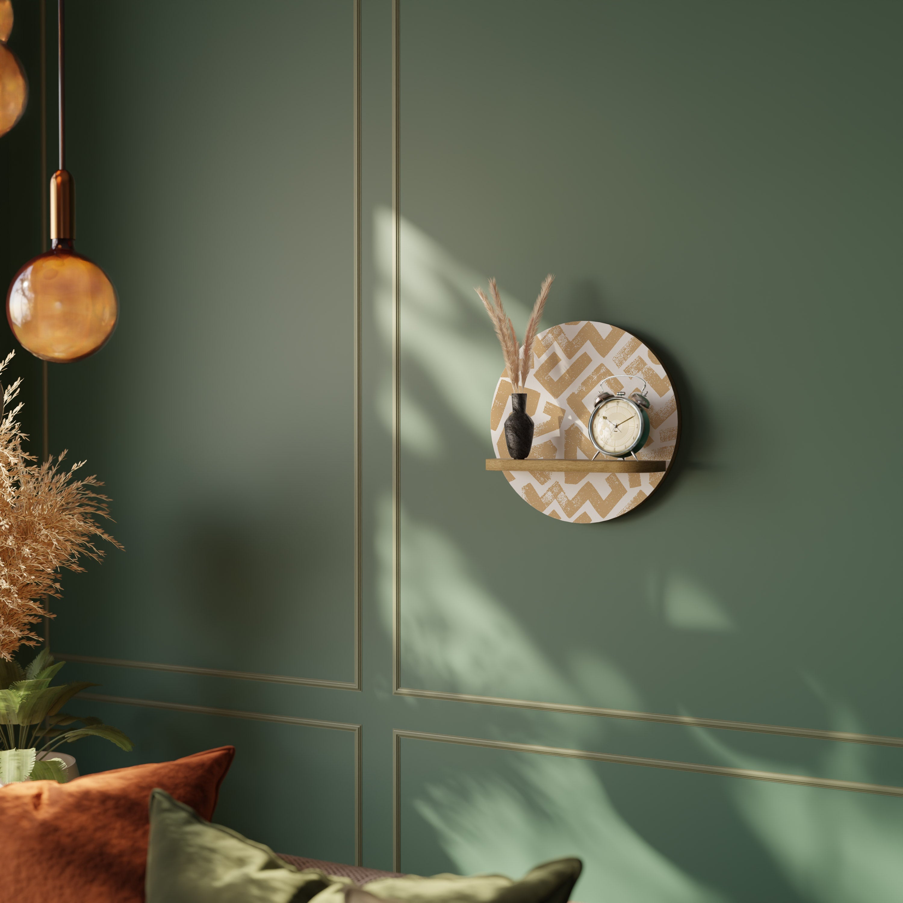 Étagère d'art ronde CLUSTER CRAFTS effet chêne