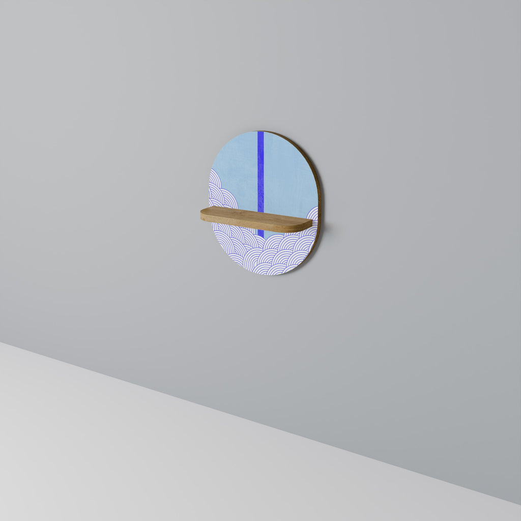 Étagère d'art ovale TIDAL STRIPE effet chêne