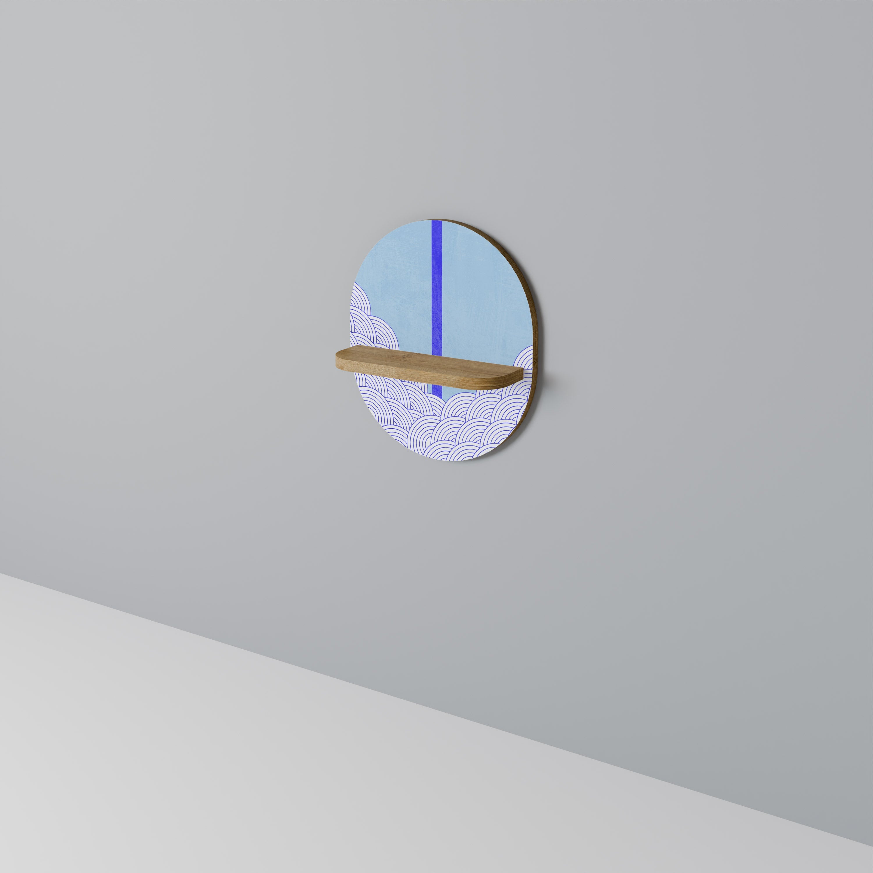 Étagère d'art ovale TIDAL STRIPE effet chêne