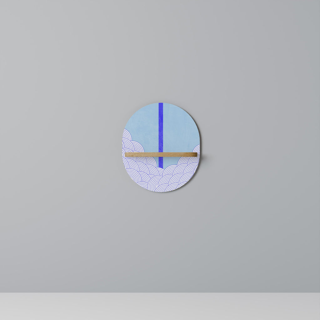 Étagère d'art ovale TIDAL STRIPE effet chêne