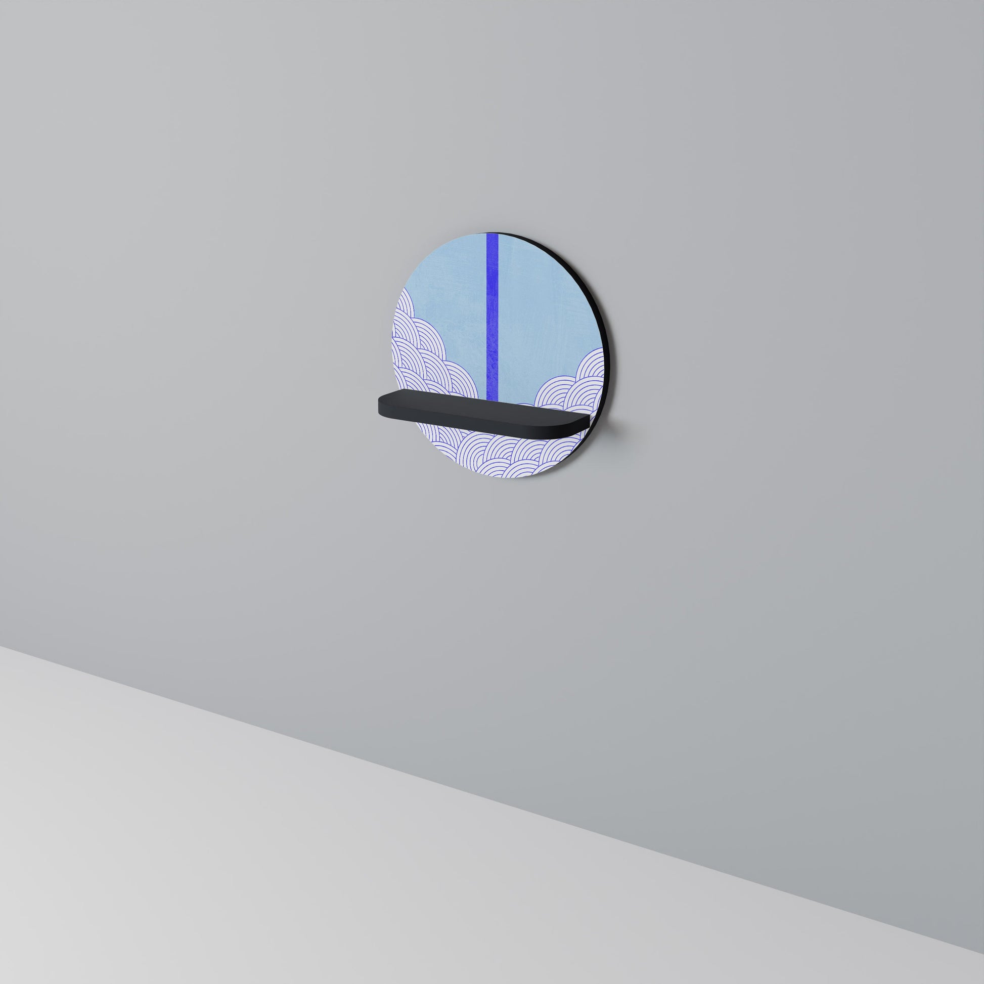 Étagère d'art ronde TIDAL STRIPE en finition noire