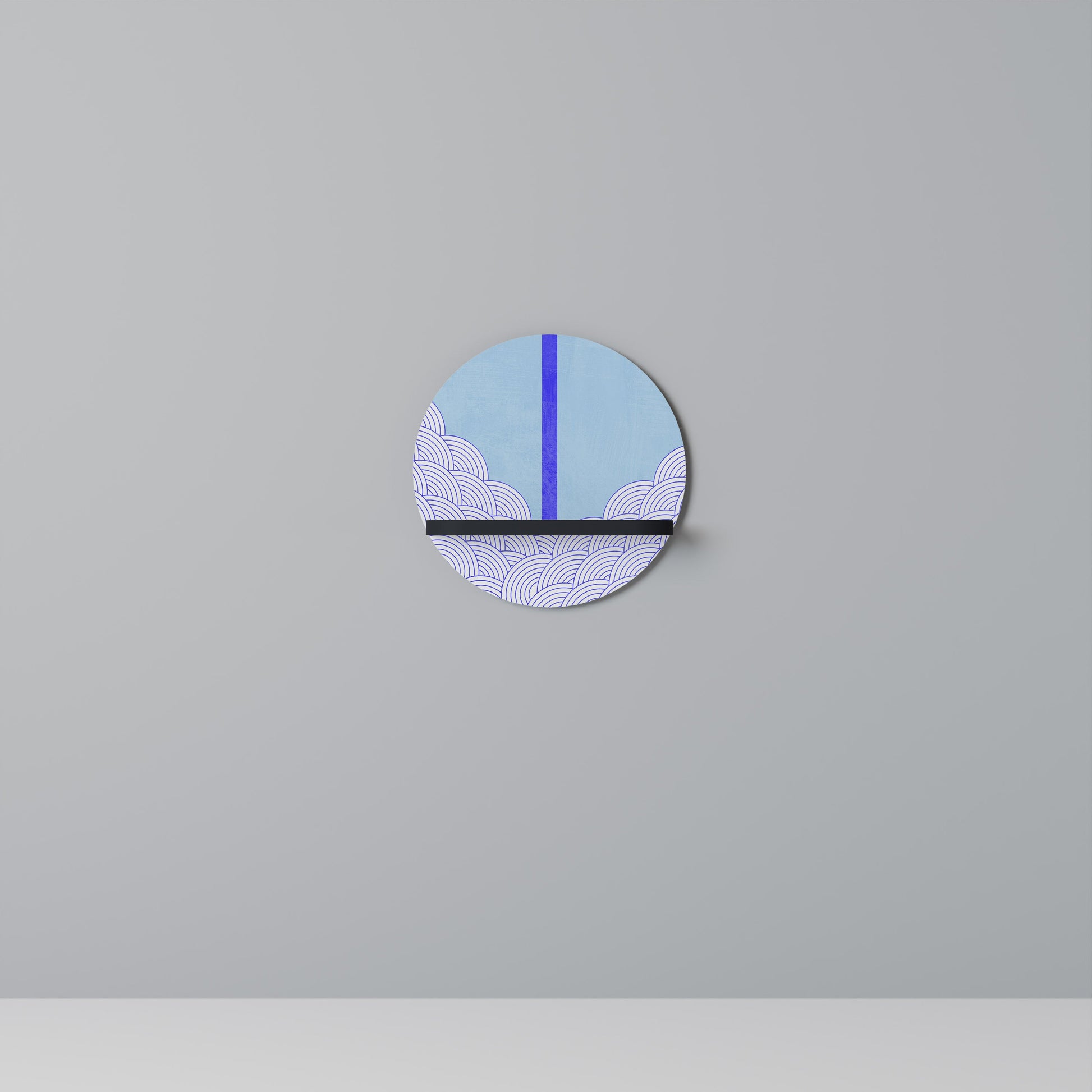 Étagère d'art ronde TIDAL STRIPE en finition noire