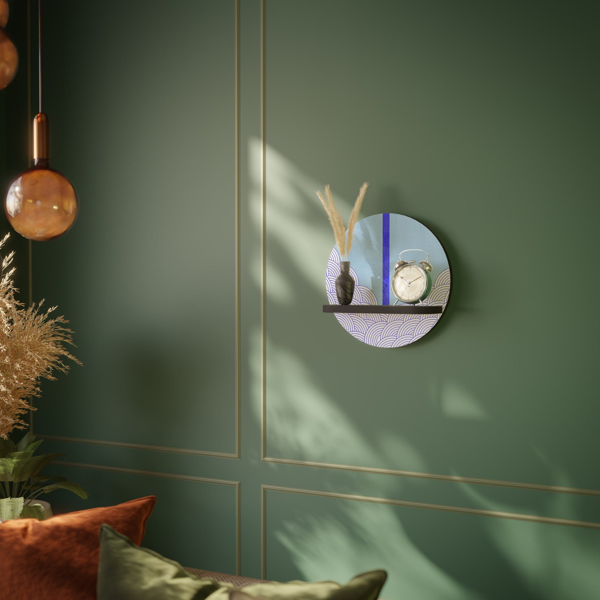 Étagère d'art ronde TIDAL STRIPE en finition noire