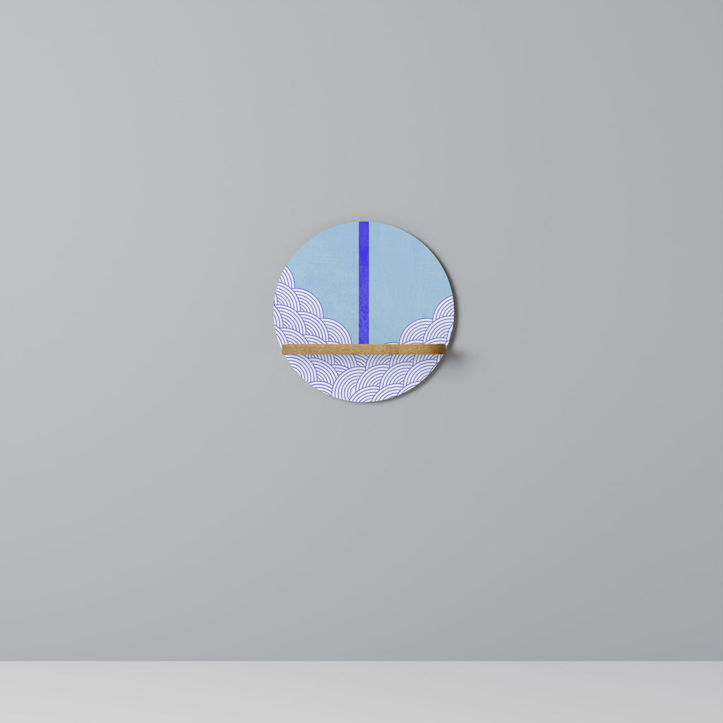 Étagère d'art ronde TIDAL STRIPE effet chêne