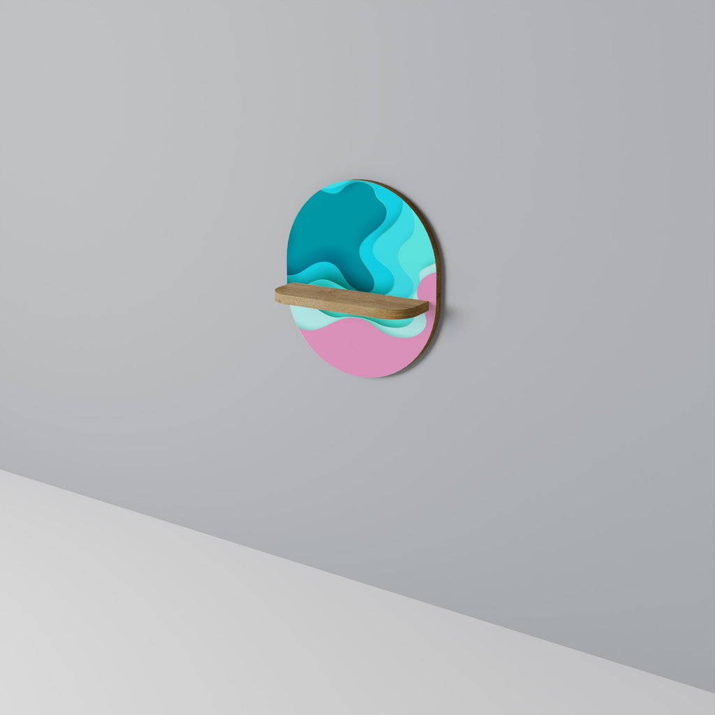 Étagère d'art ovale CYANIC ABYSS effet chêne