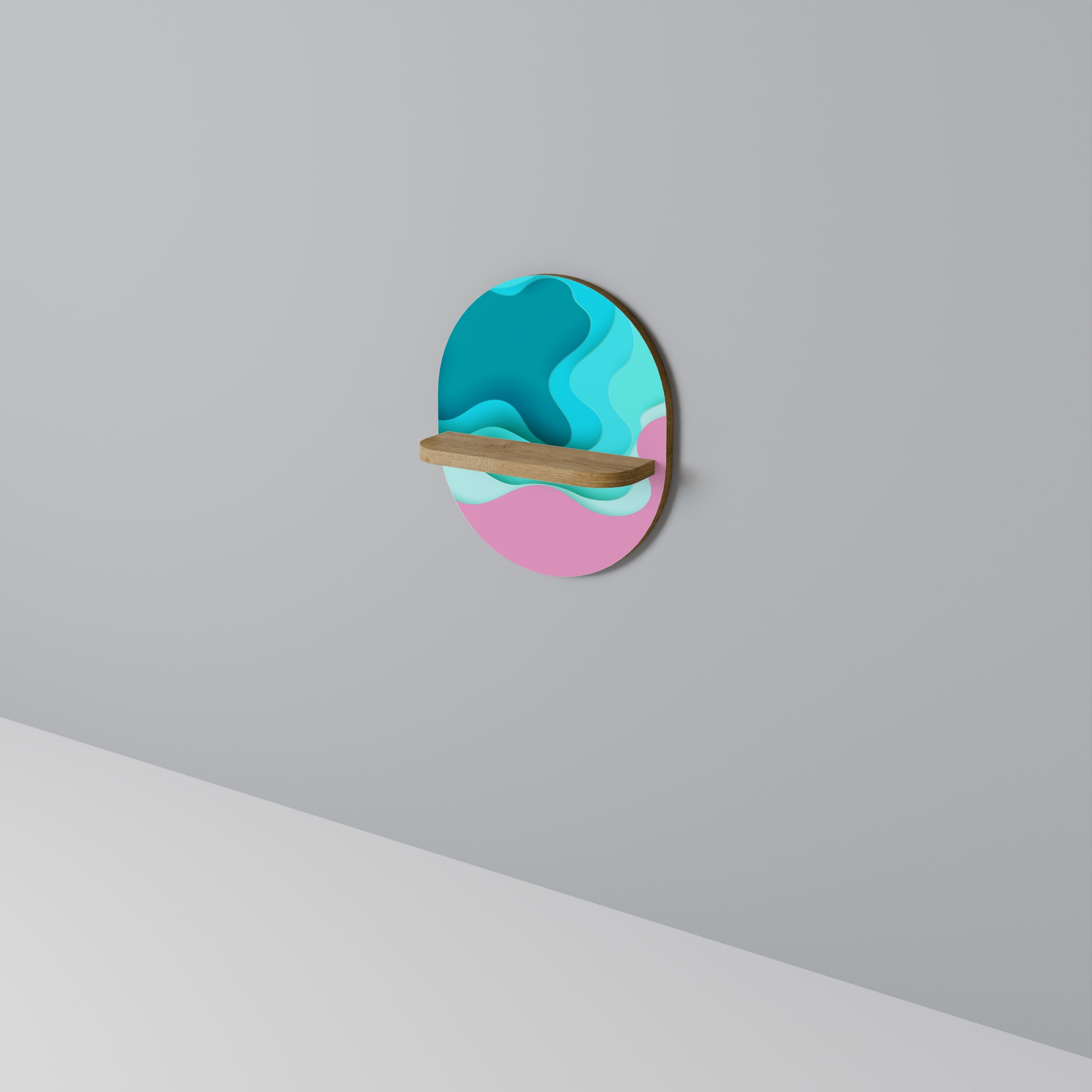 Étagère d'art ovale CYANIC ABYSS effet chêne