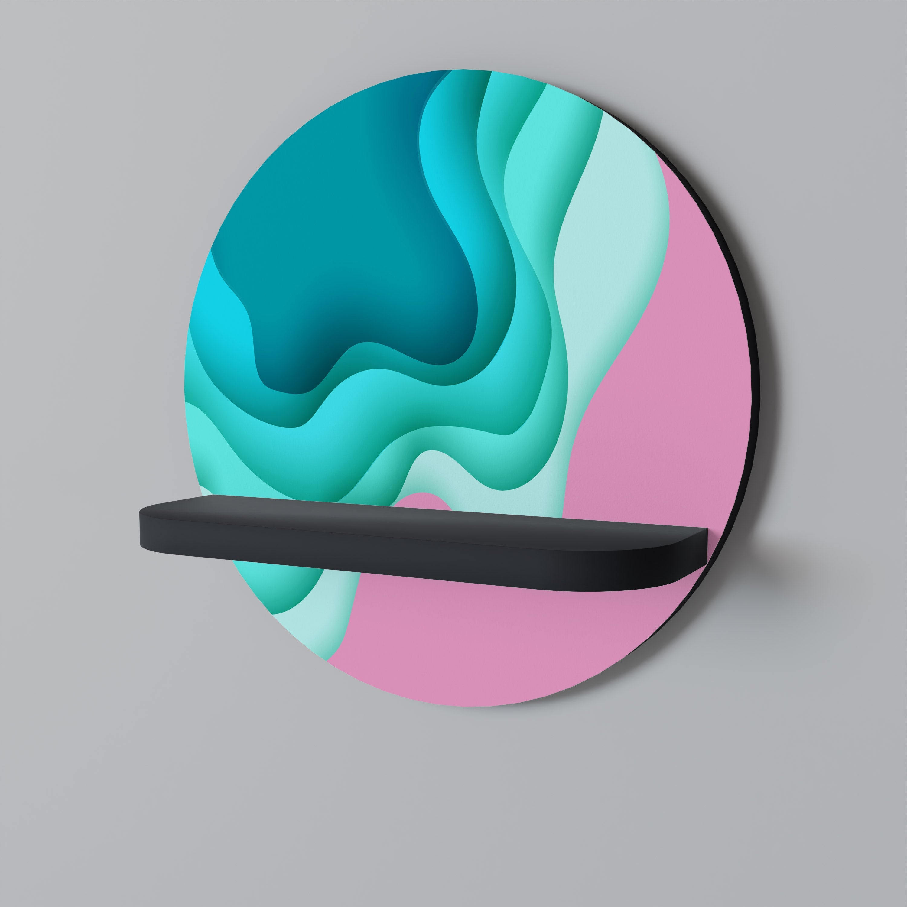 Étagère d'art ronde CYANIC ABYSS en finition noire