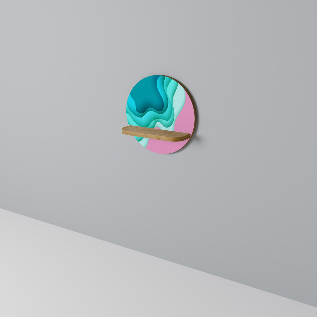 Étagère d'art ronde CYANIC ABYSS effet chêne