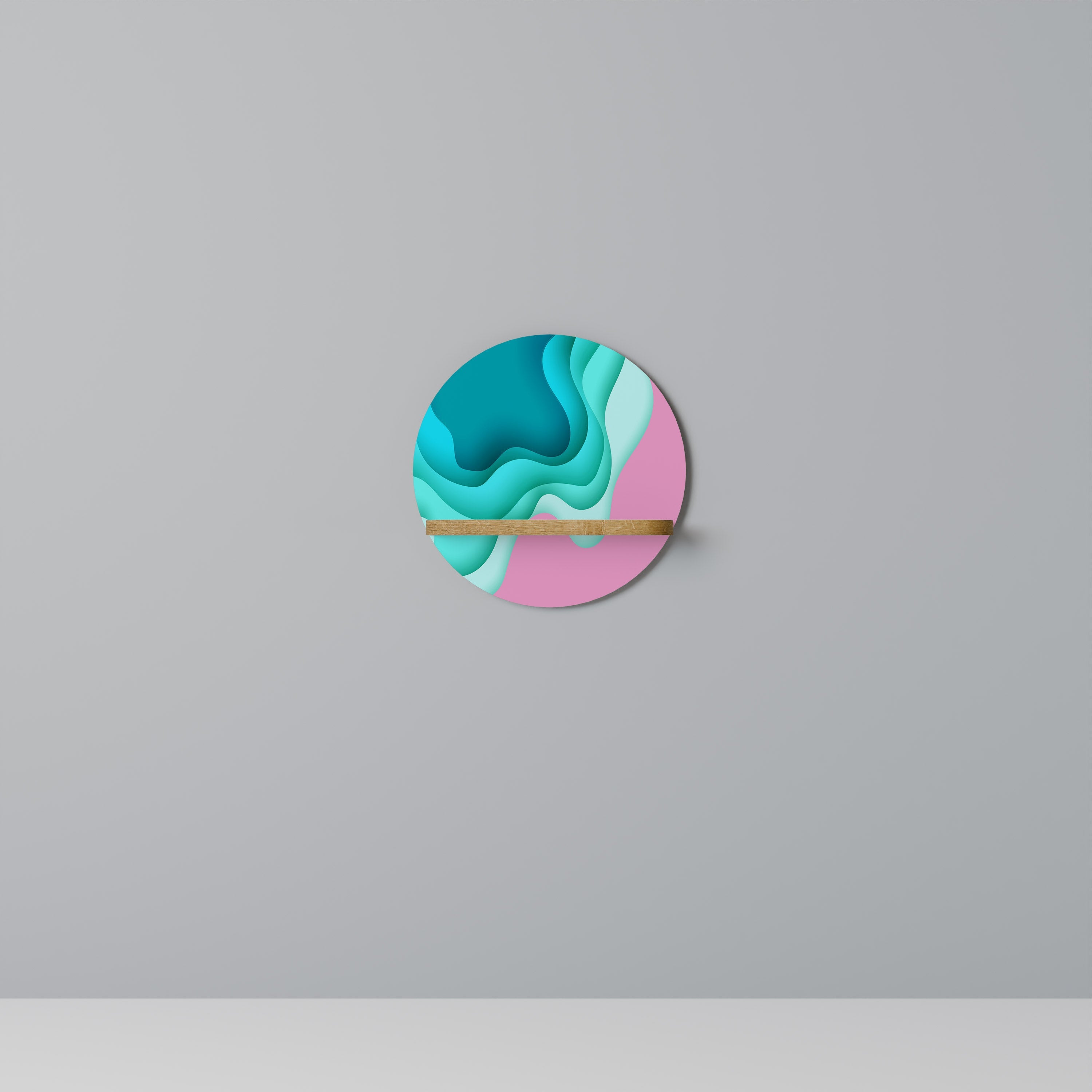 Étagère d'art ronde CYANIC ABYSS effet chêne