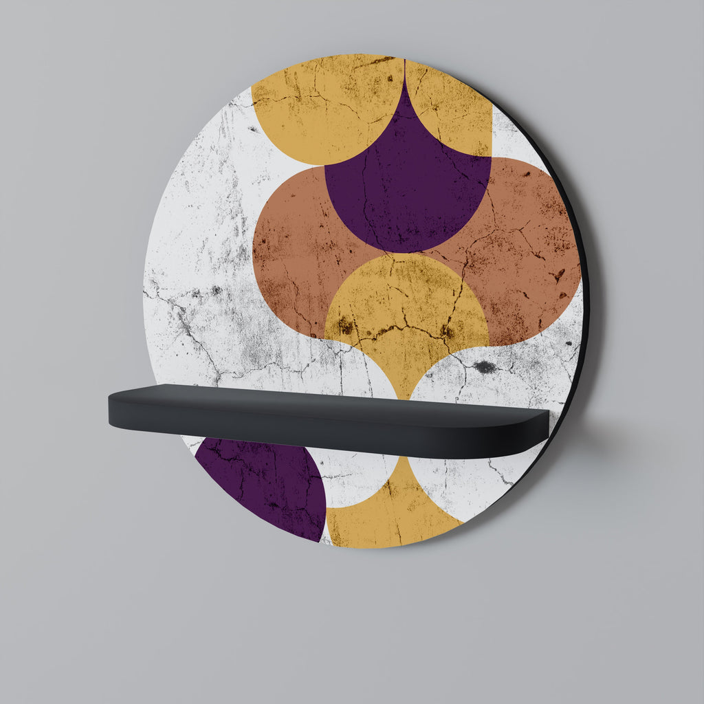 Étagère d'art ronde CRACKED GEOMETRY en finition noire