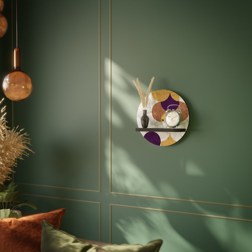 Étagère d'art ronde CRACKED GEOMETRY en finition noire