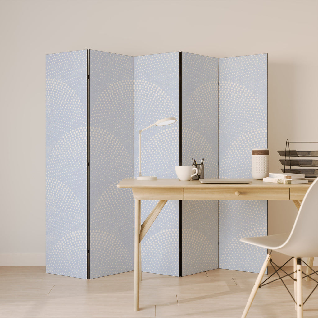 Paravent décoratif à 5 panneaux avec motifs de courbes harmonieuses