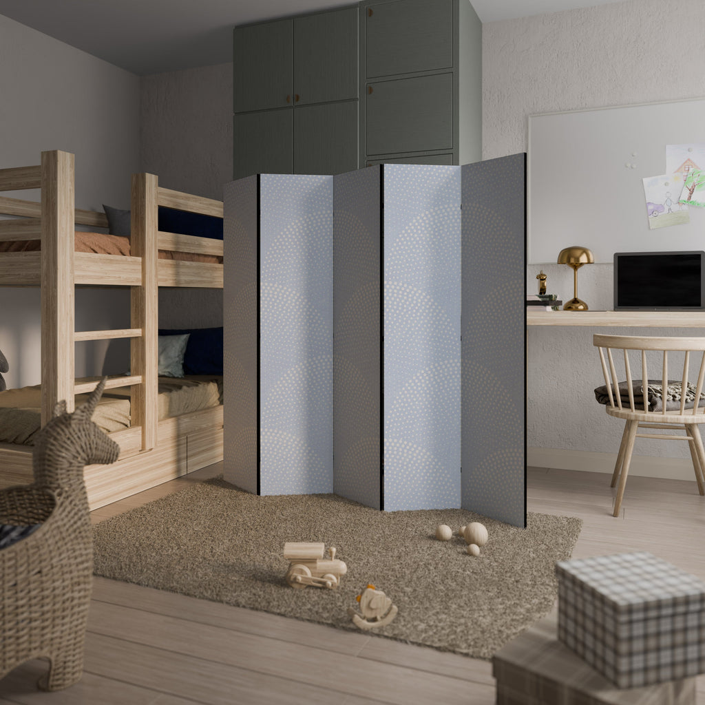 Paravent décoratif à 5 panneaux avec motifs de courbes harmonieuses