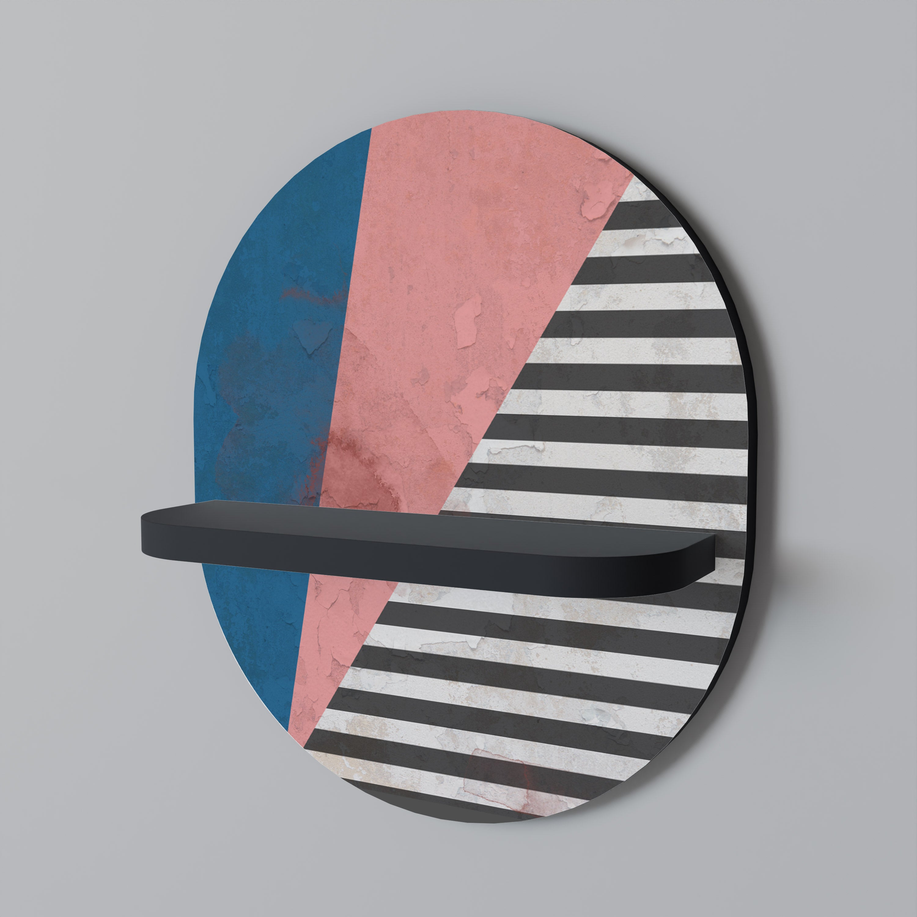 Étagère ovale à rayures glamour en finition noire