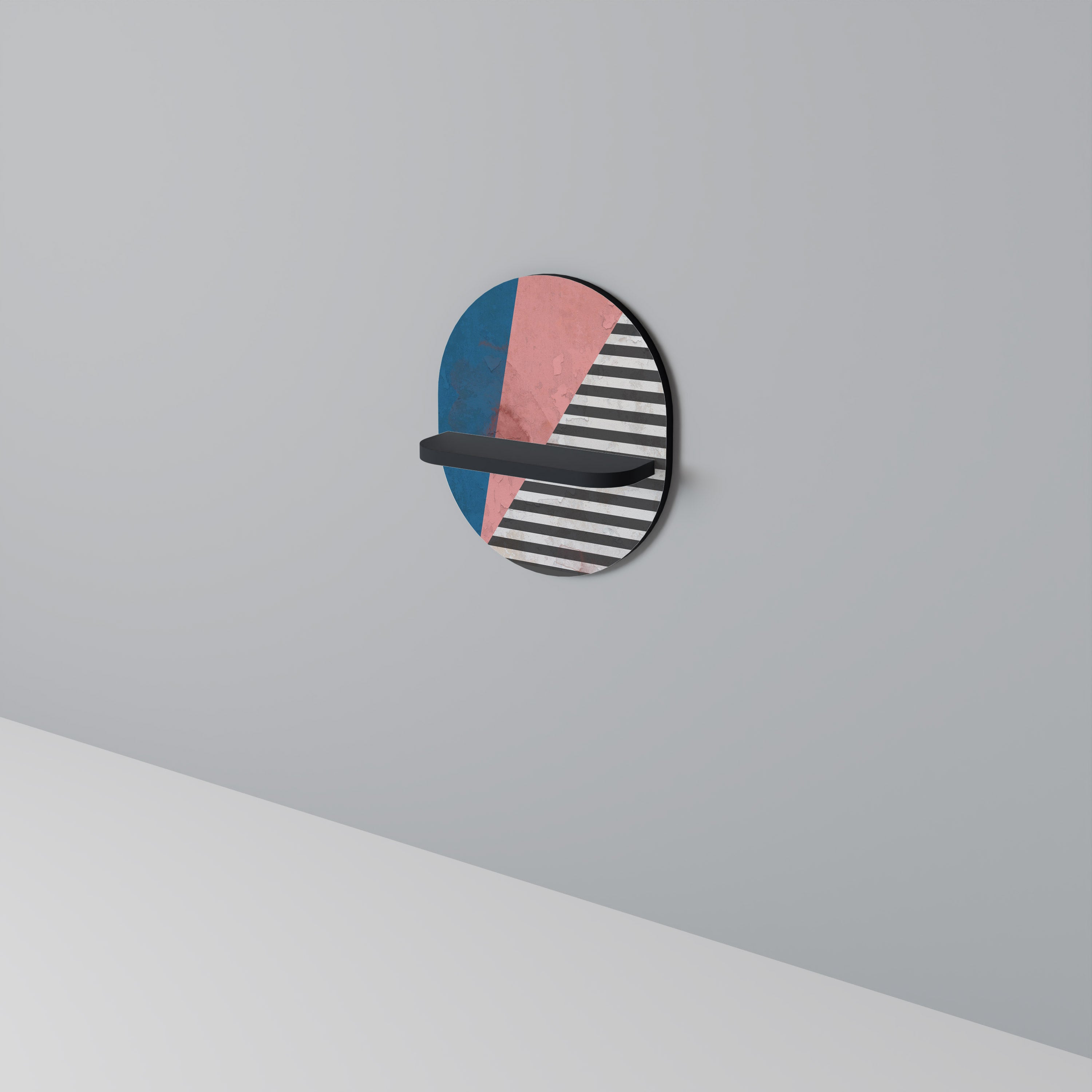 Étagère ovale à rayures glamour en finition noire