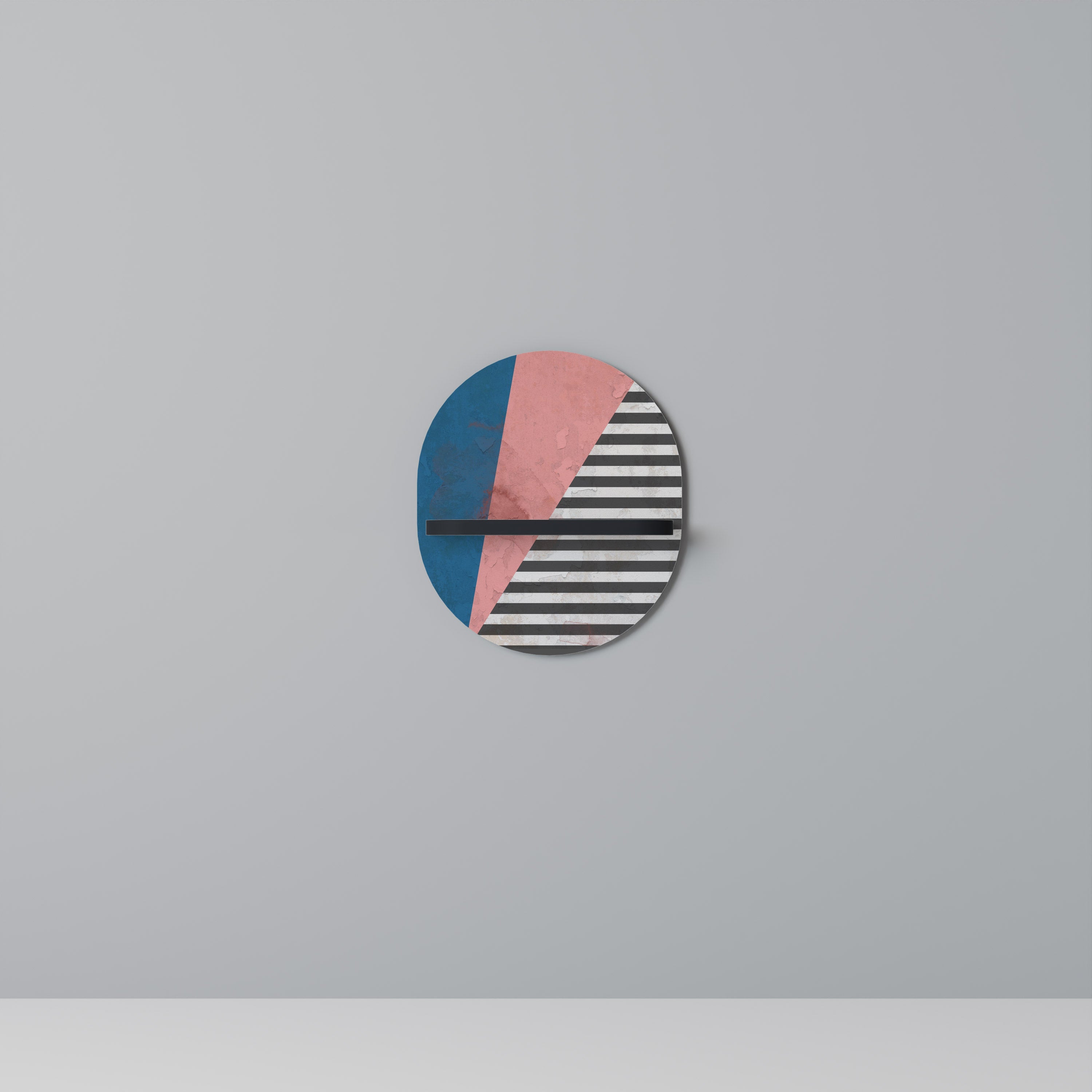 Étagère ovale à rayures glamour en finition noire