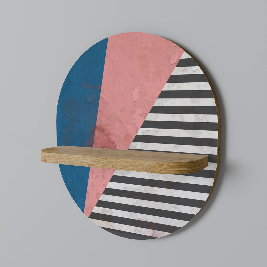 Étagère d'art ovale GLAMOROUS STRIPE effet chêne