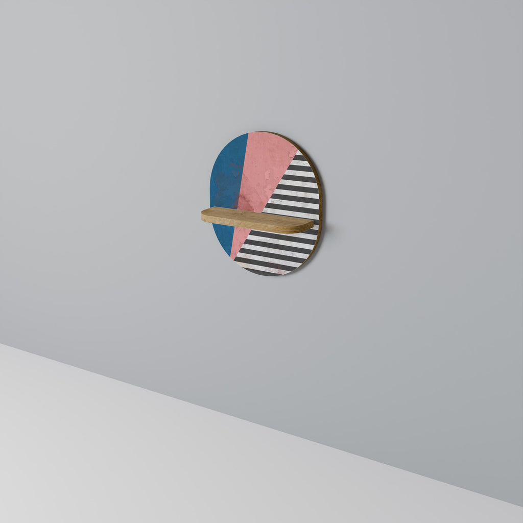 Étagère d'art ovale GLAMOROUS STRIPE effet chêne