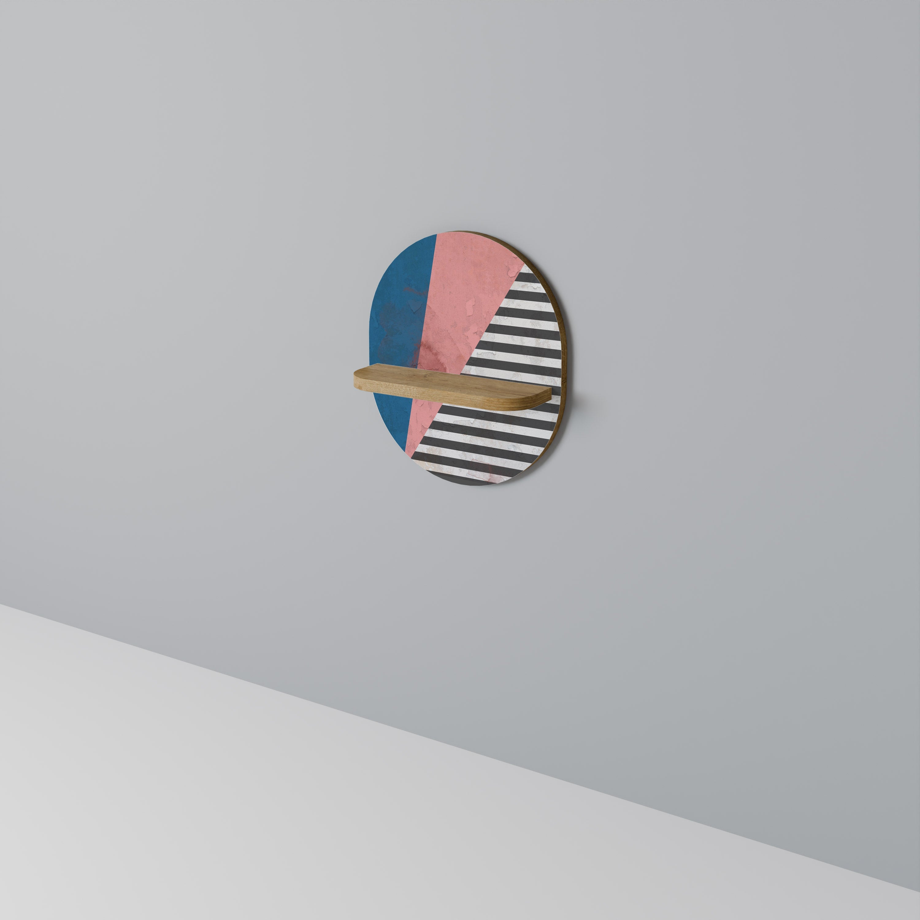 Étagère d'art ovale GLAMOROUS STRIPE effet chêne