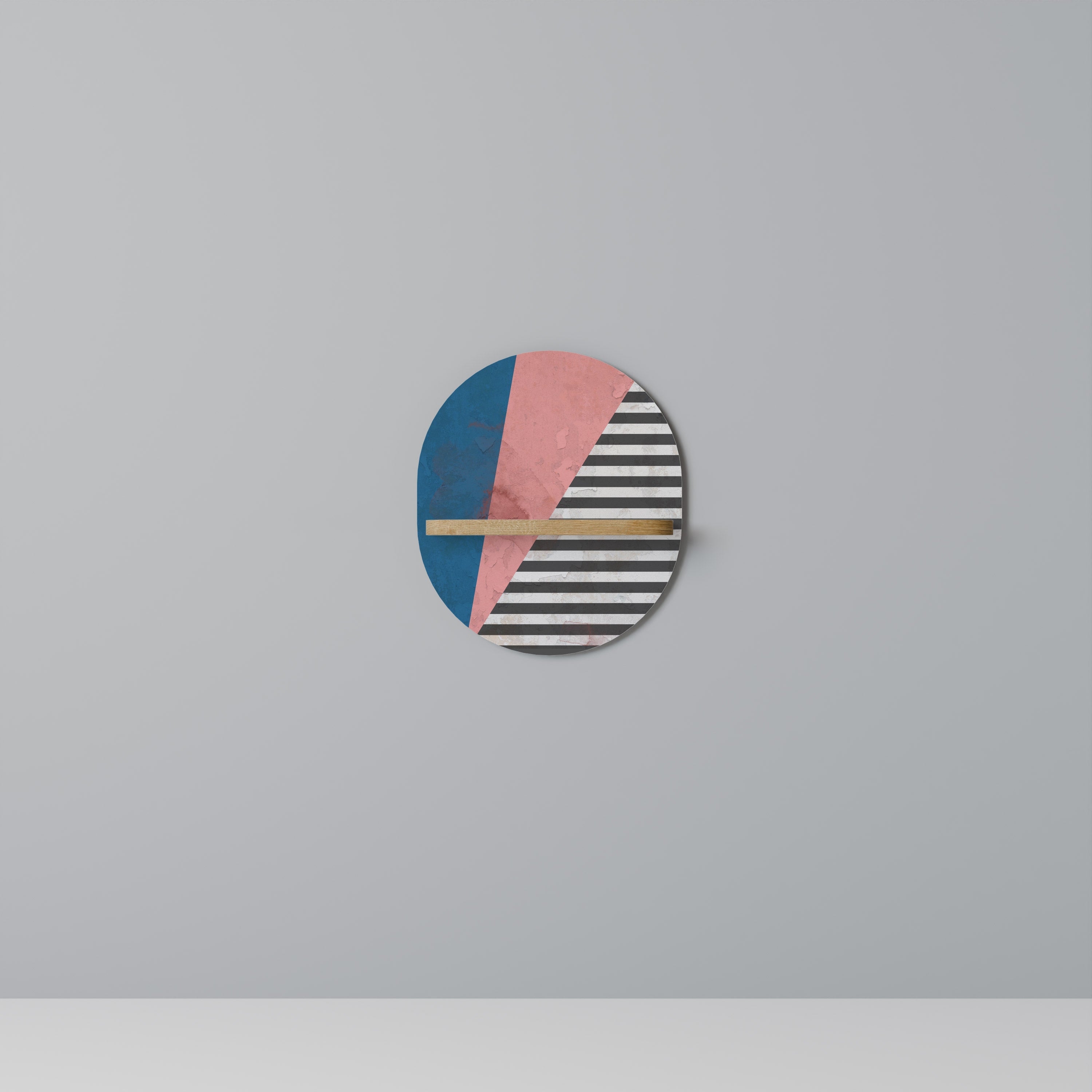 Étagère d'art ovale GLAMOROUS STRIPE effet chêne