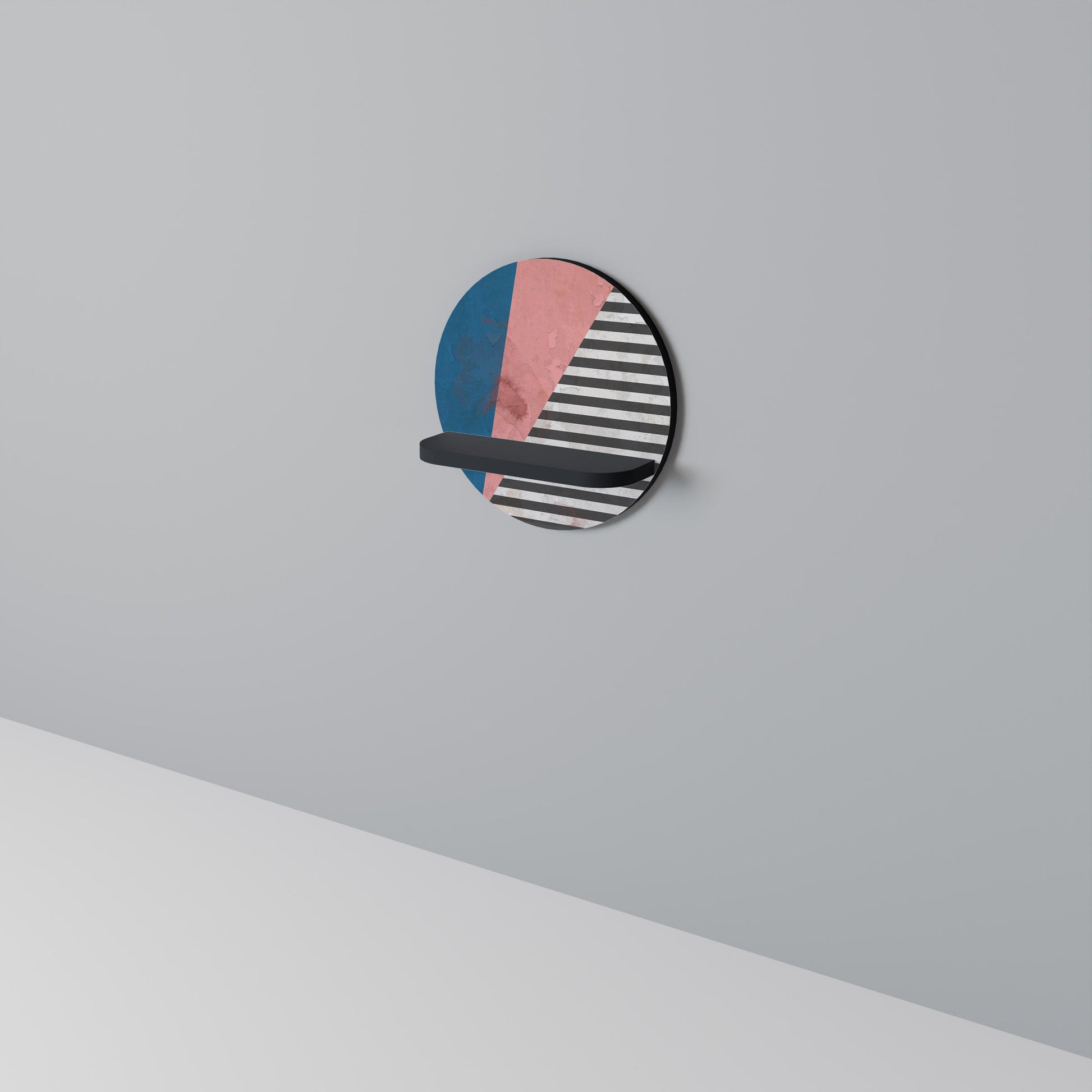 Étagère d'art ronde GLAMOROUS STRIPE en finition noire