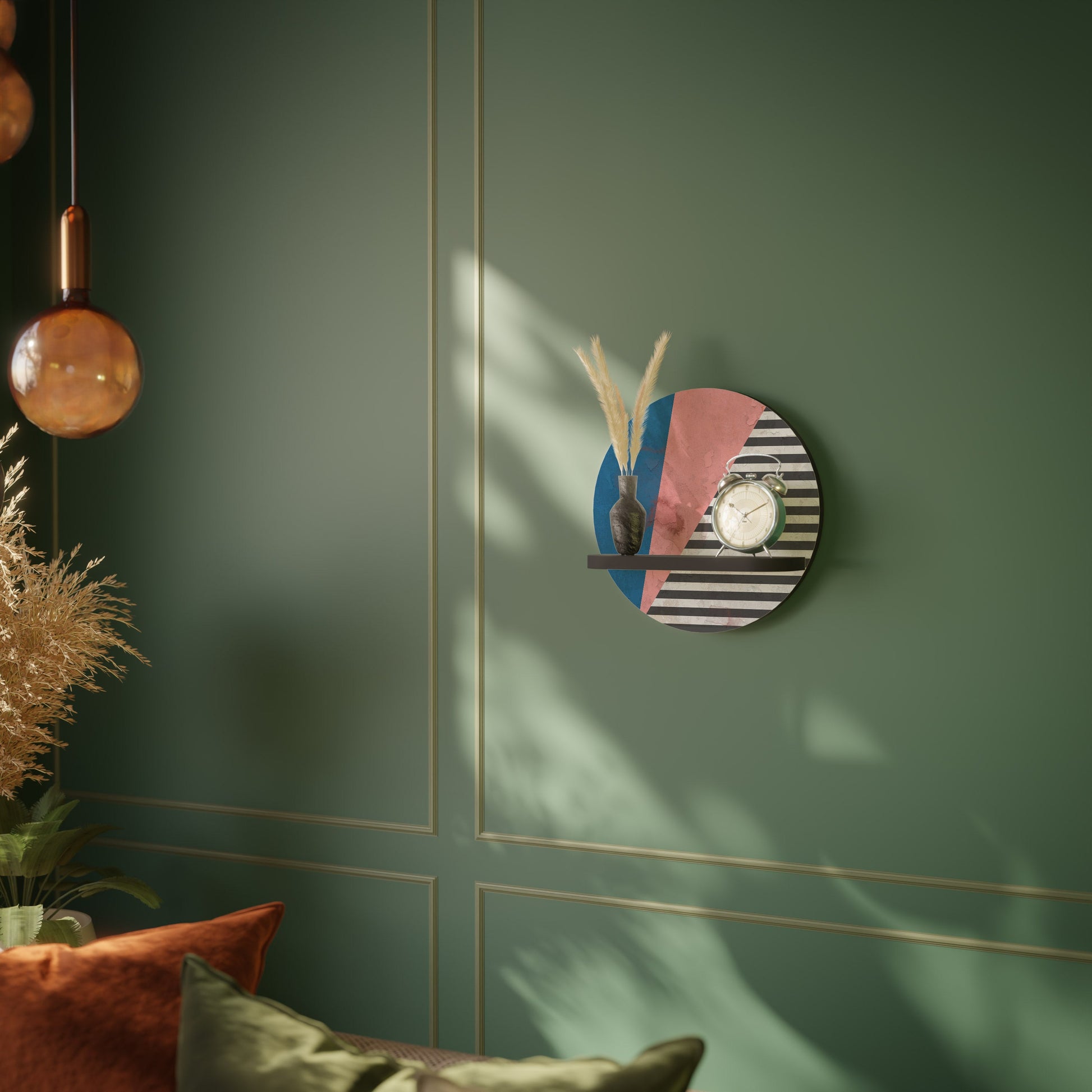 Étagère d'art ronde GLAMOROUS STRIPE en finition noire