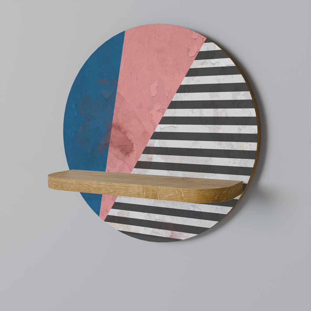 Étagère d'art ronde effet chêne GLAMOROUS STRIPE