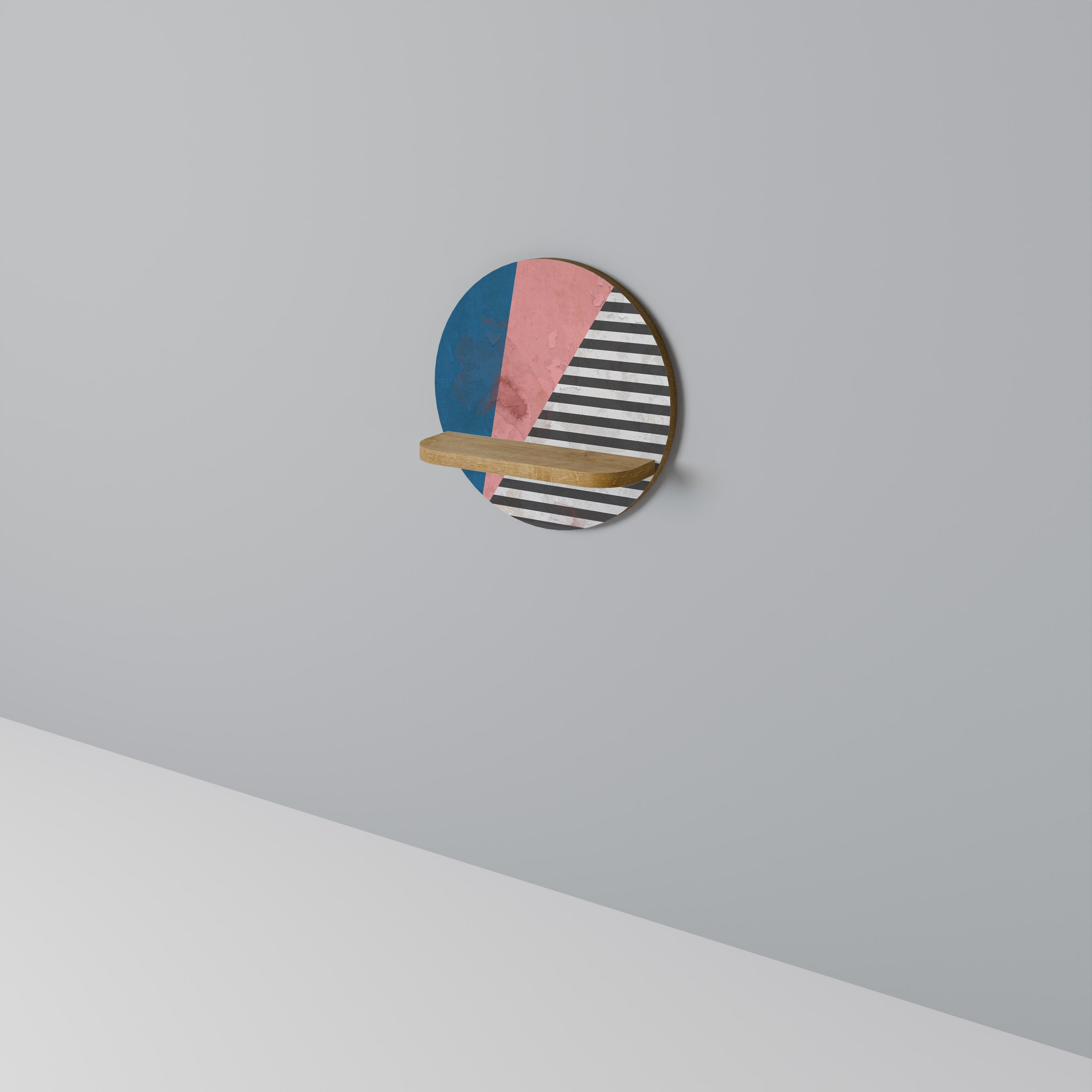 Étagère d'art ronde effet chêne GLAMOROUS STRIPE