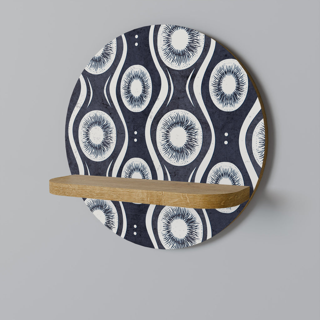 Étagère d'art ronde GRAPHITE EYES effet chêne