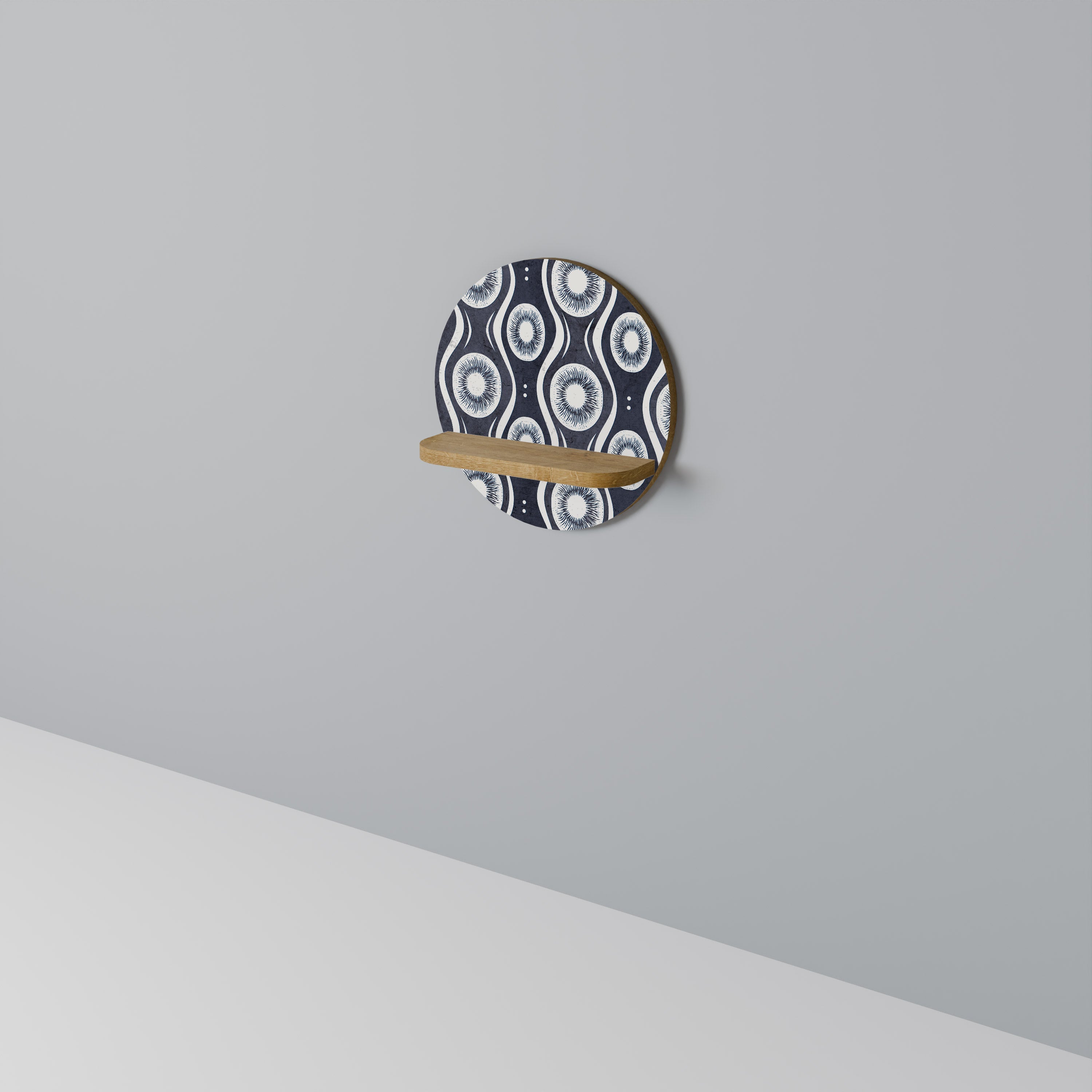 Étagère d'art ronde GRAPHITE EYES effet chêne