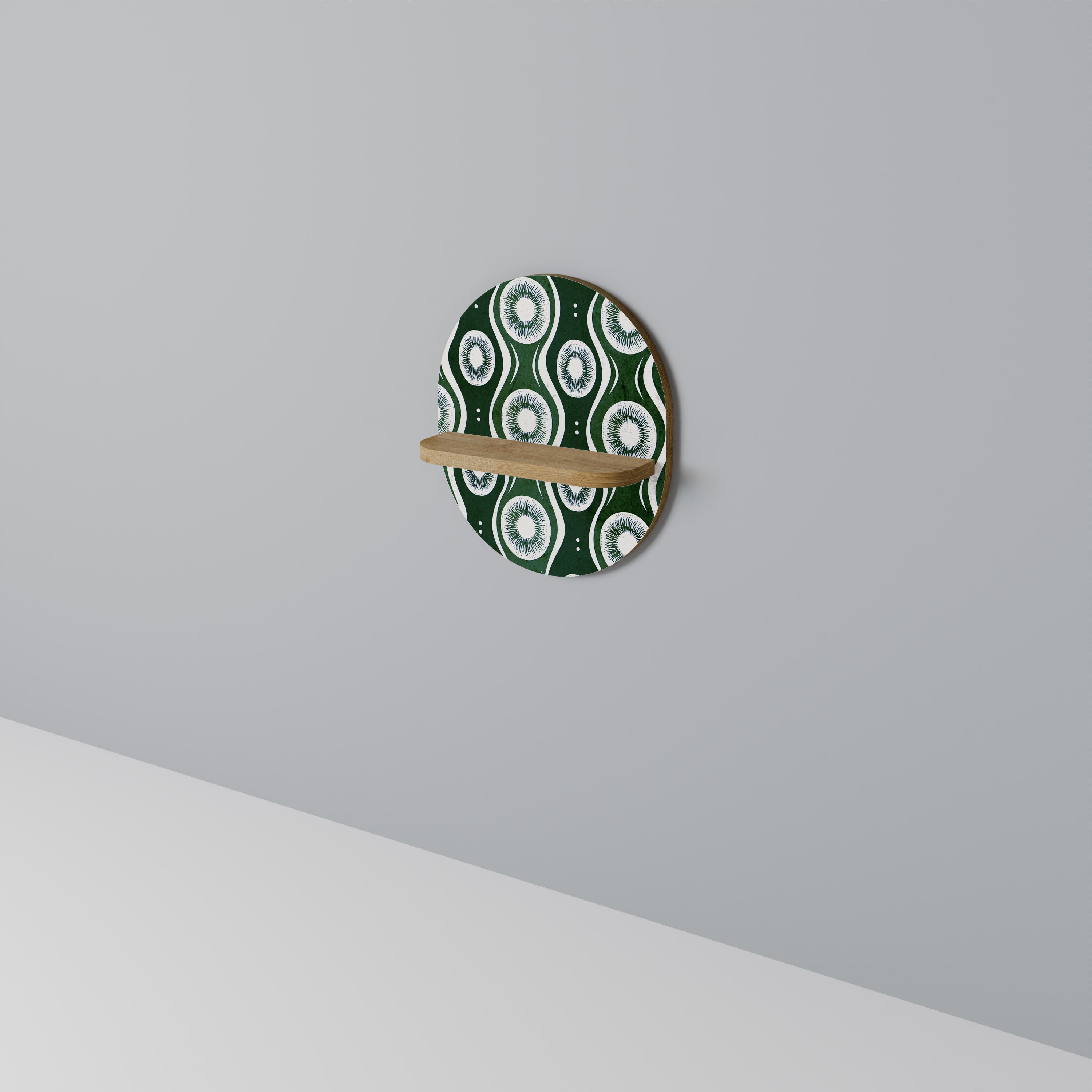 Étagère d'art ovale GREEN EYES effet chêne