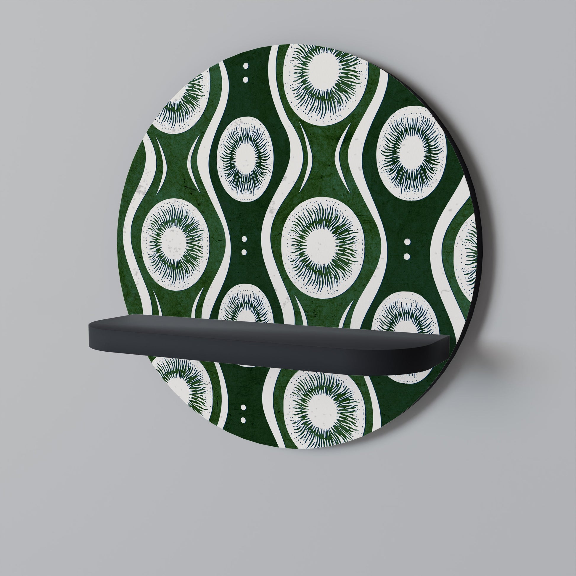 Étagère d'art ronde GREEN EYES en finition noire