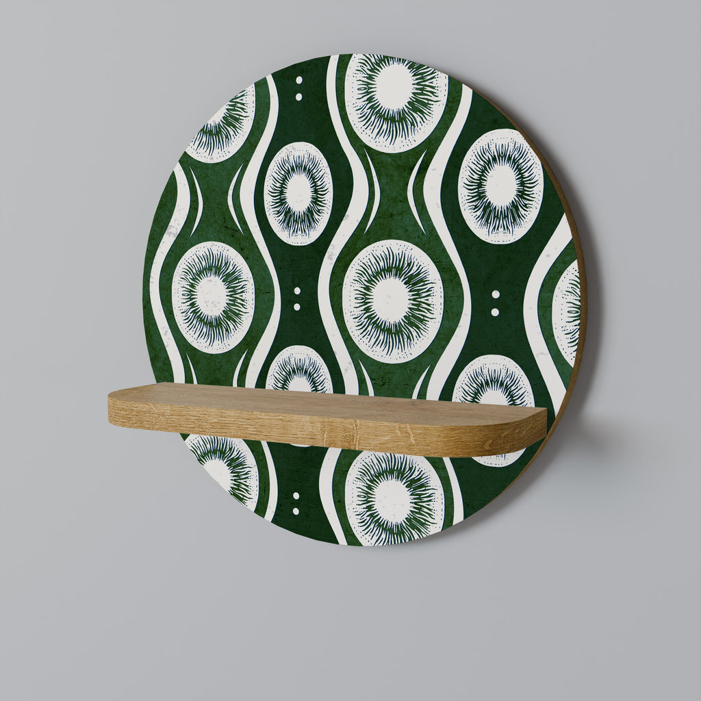Étagère d'art ronde GREEN EYES effet chêne