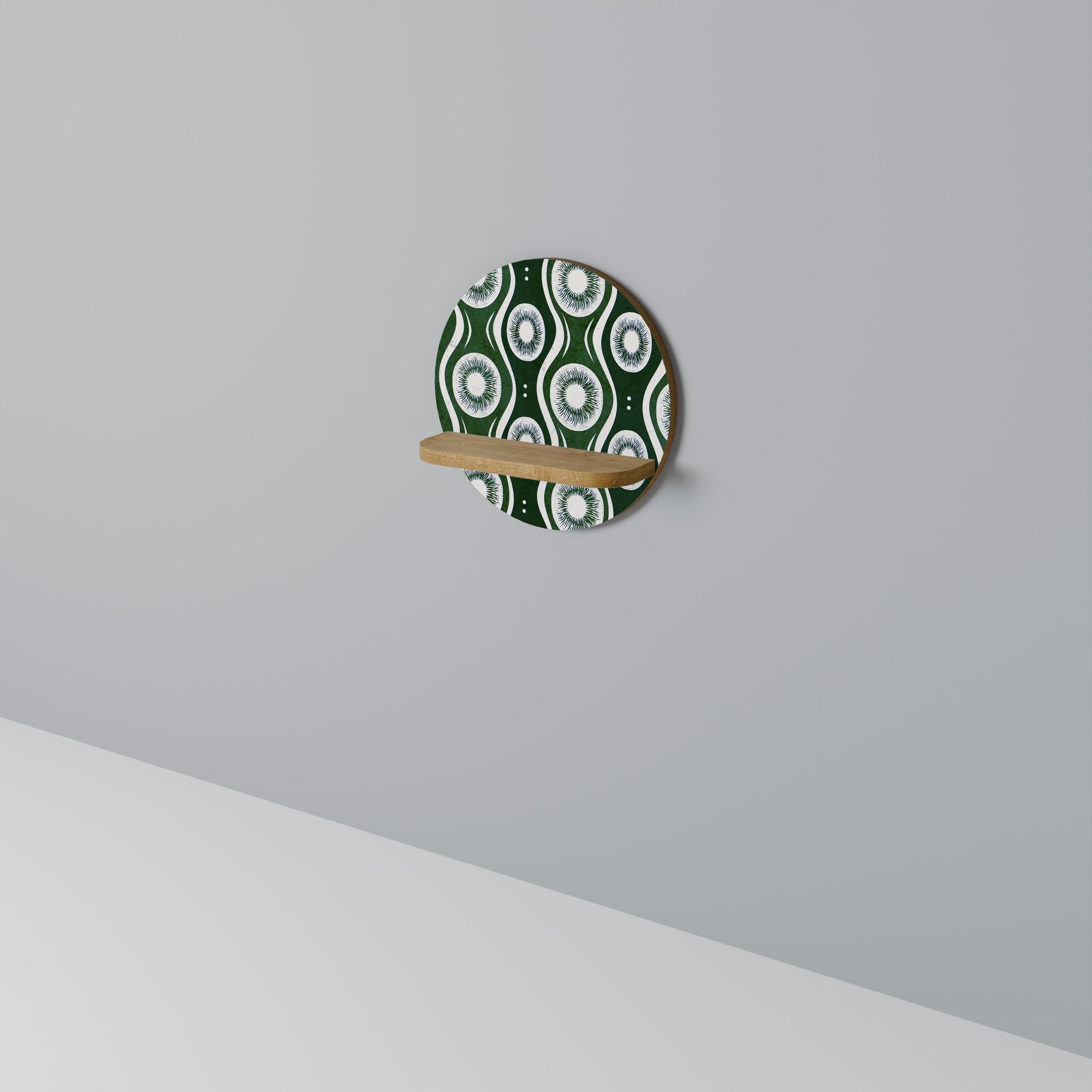 Étagère d'art ronde GREEN EYES effet chêne