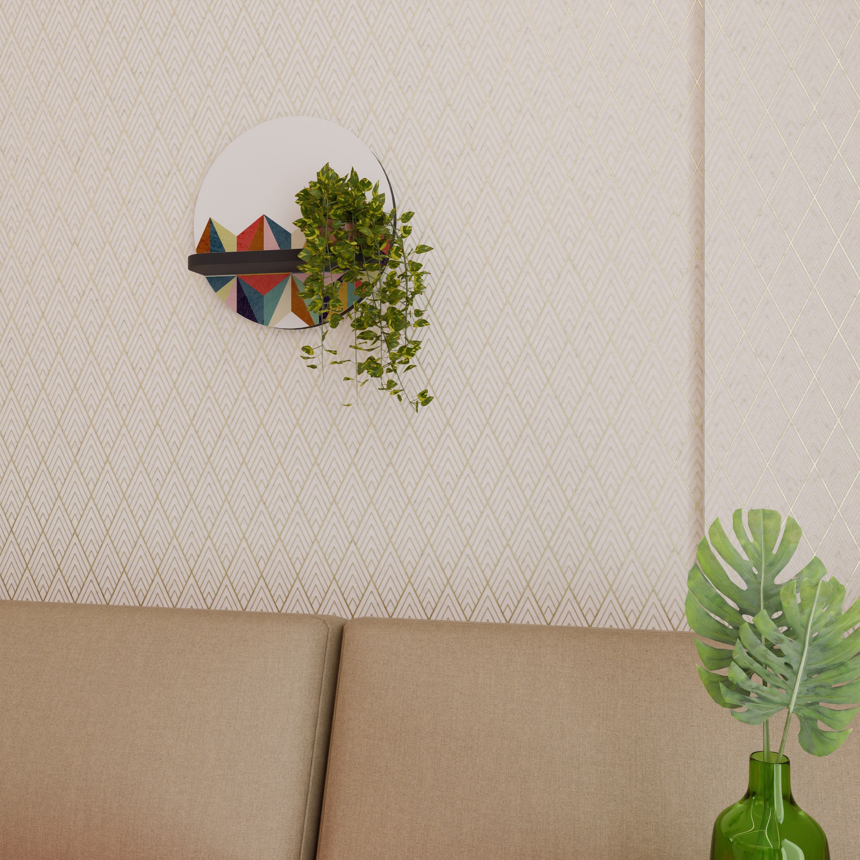 Étagère d'art ronde TESSELATE TREASURES en finition noire