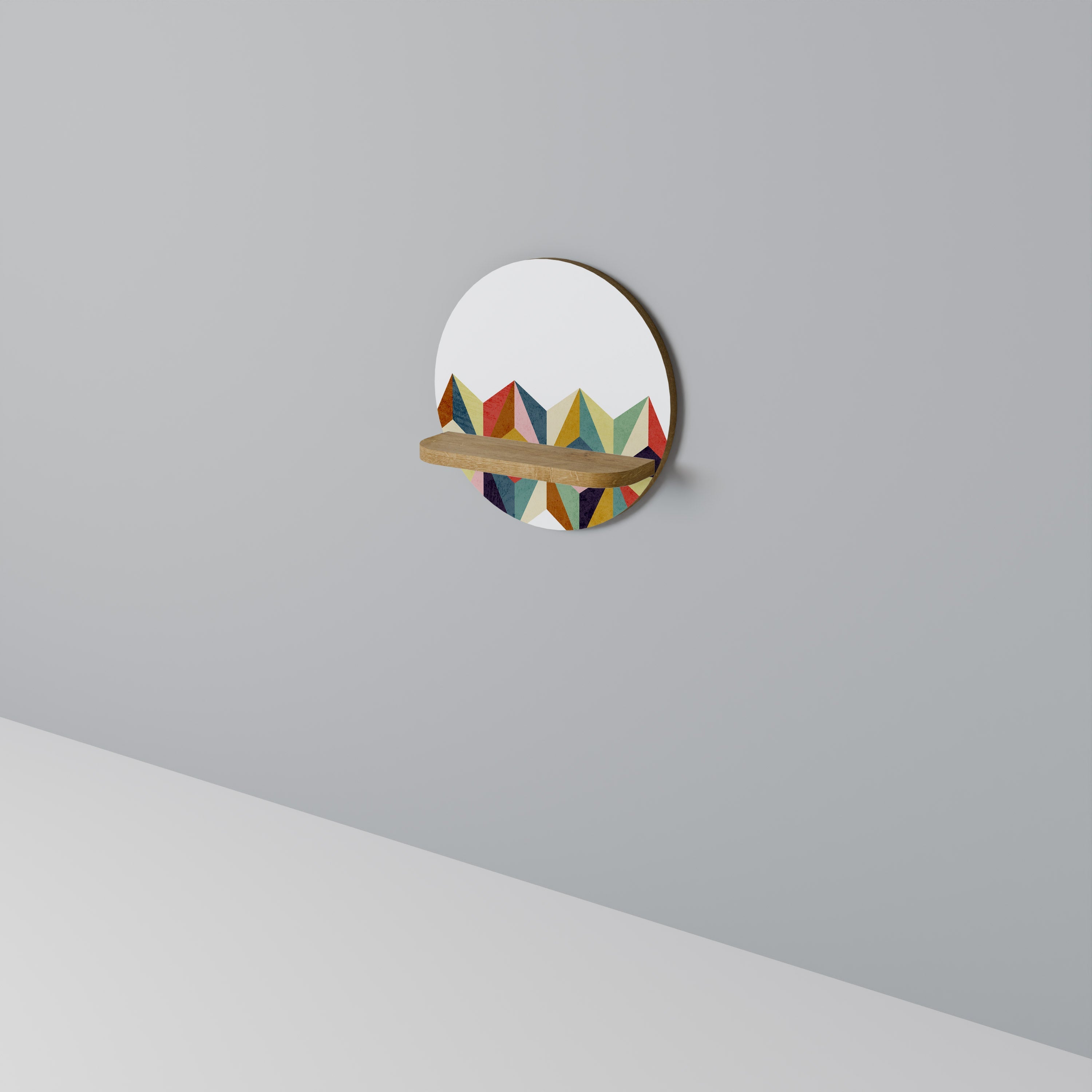 Étagère d'art ronde TESSELATE TREASURES effet chêne