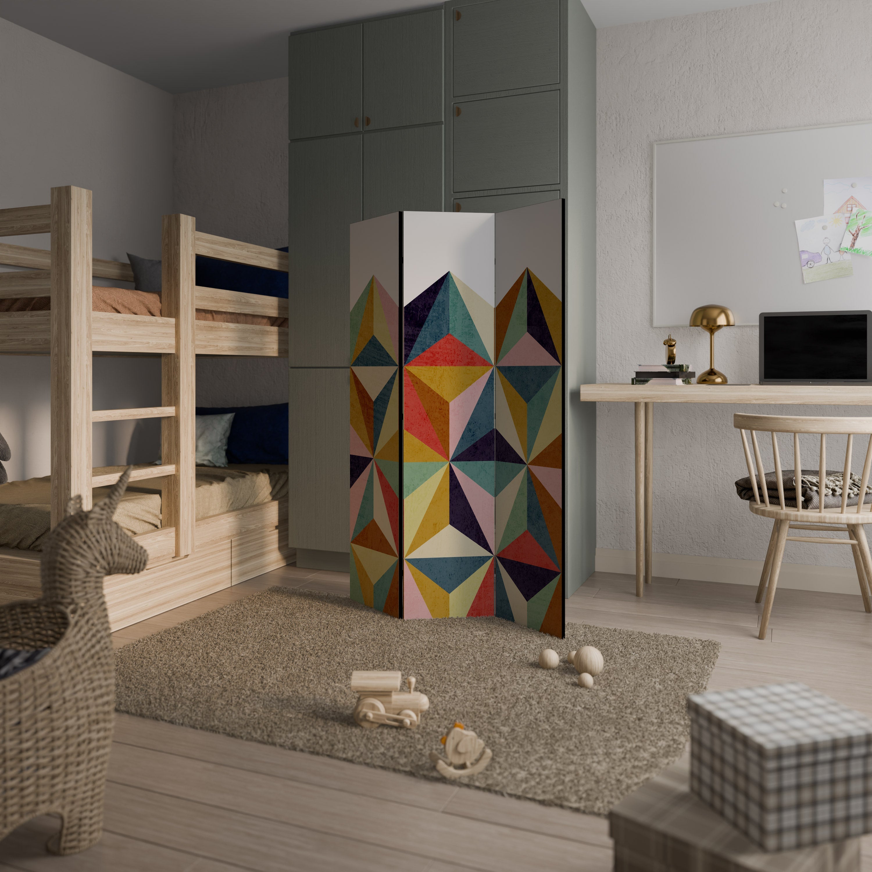 Séparateur de pièce décoratif à 3 panneaux TESSELATE TREASURES