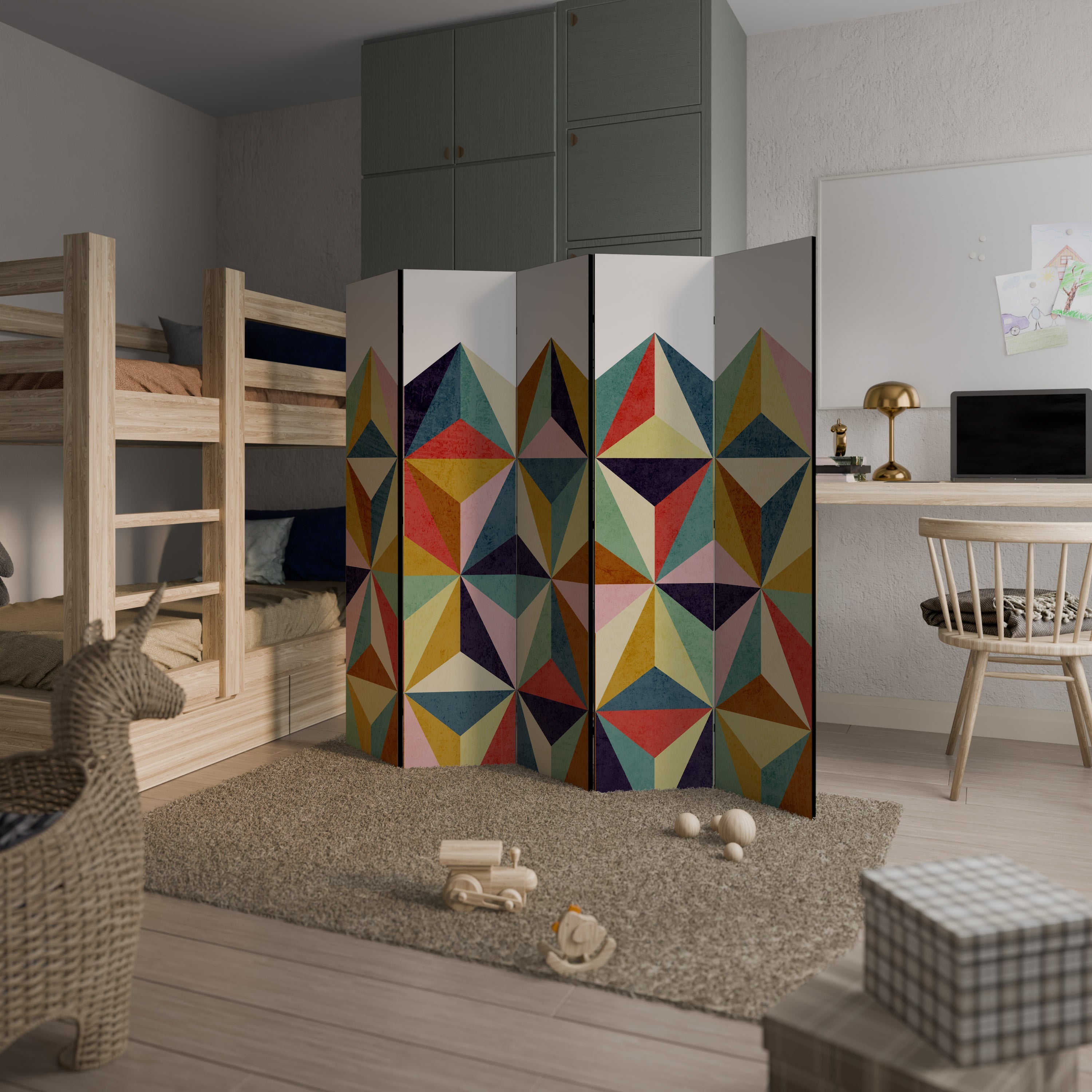 Séparateur de pièce décoratif à 5 panneaux TESSELATE TREASURES