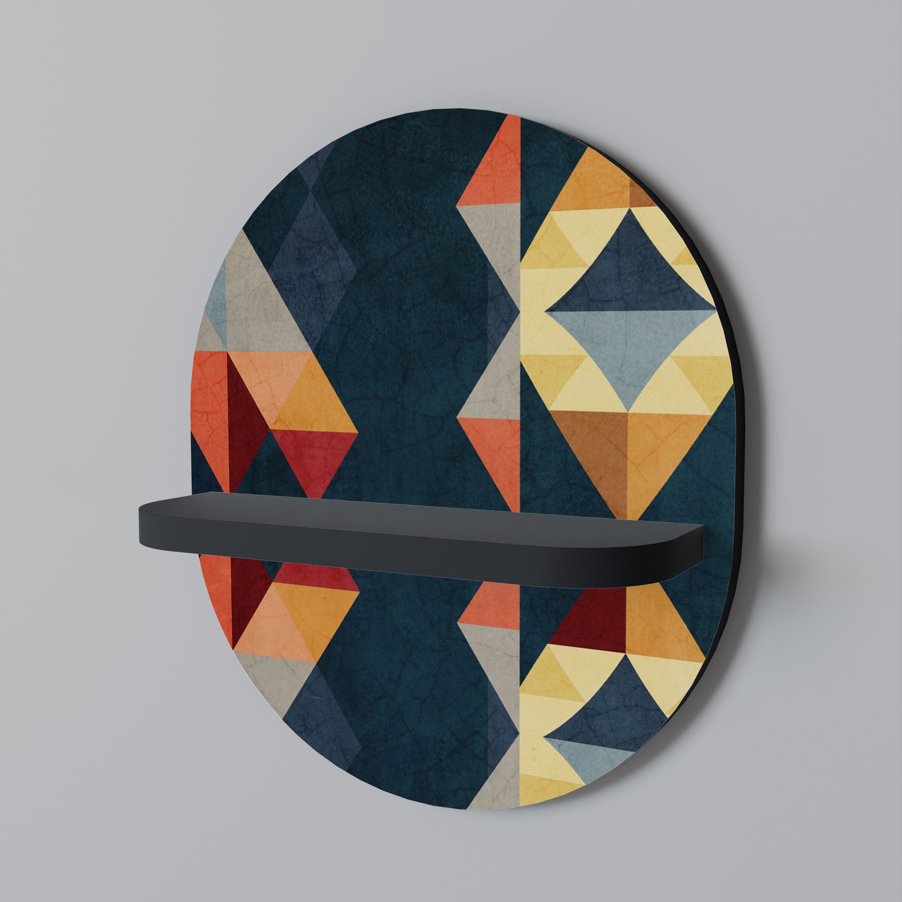 Étagère d'art ovale ILLUSION CRACKED en finition noire