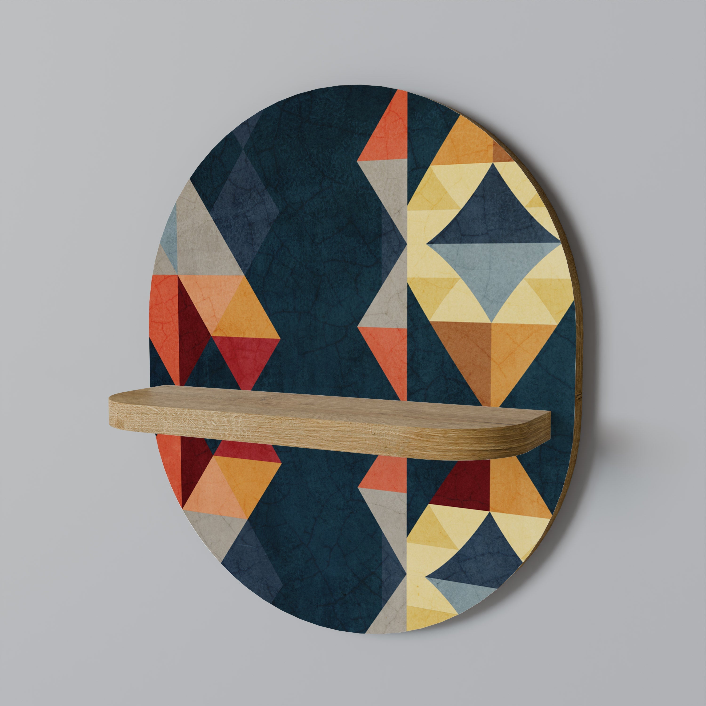 Étagère d'art ovale ILLUSION CRACKED en effet chêne