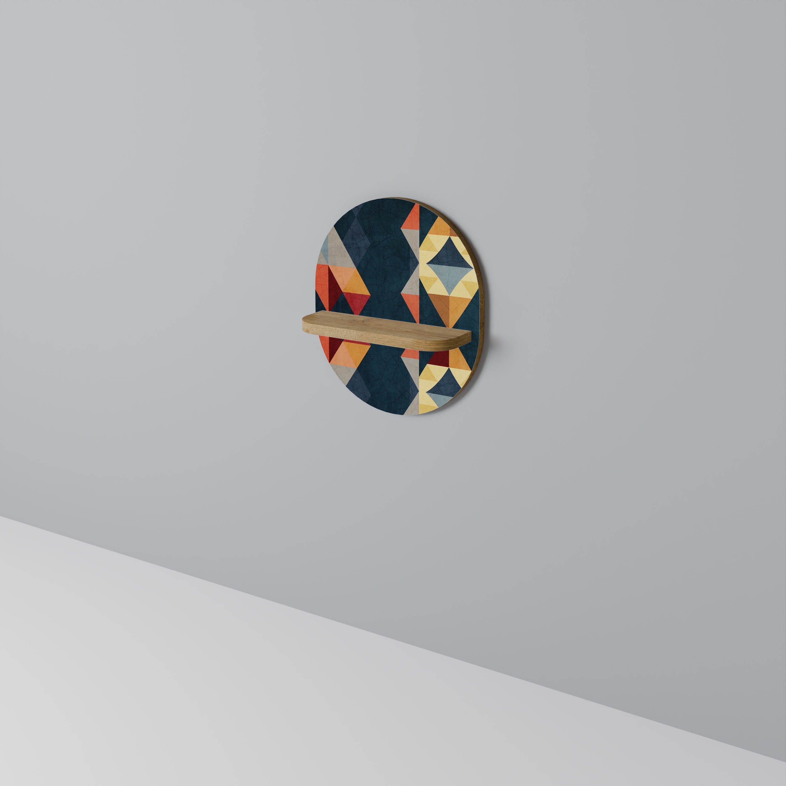 Étagère d'art ovale ILLUSION CRACKED en effet chêne