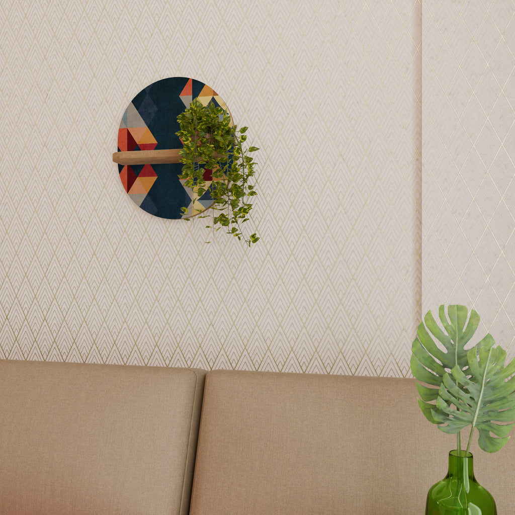 Étagère d'art ovale ILLUSION CRACKED en effet chêne