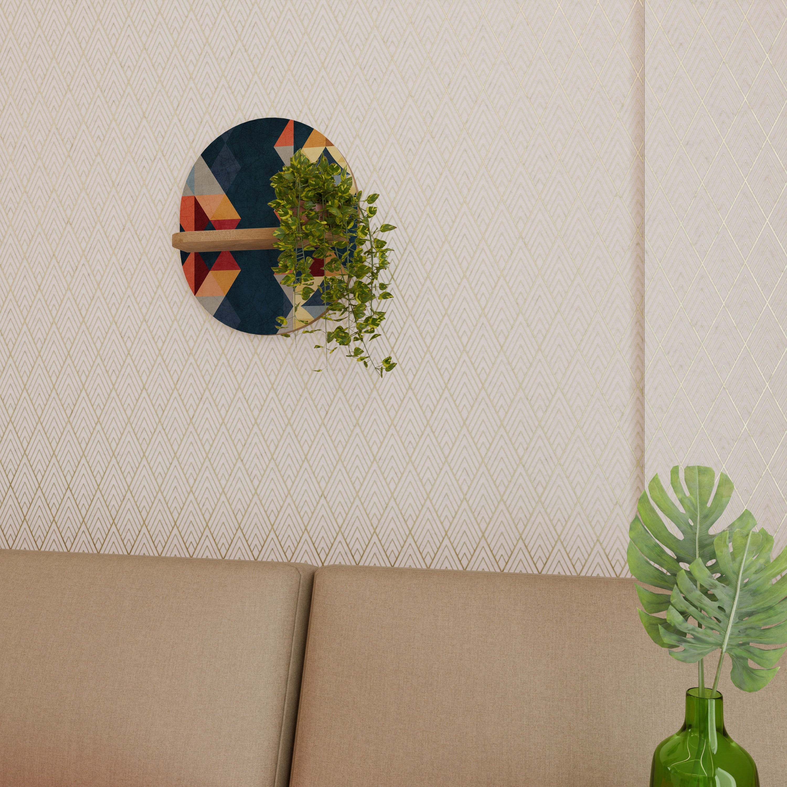 Étagère d'art ovale ILLUSION CRACKED en effet chêne