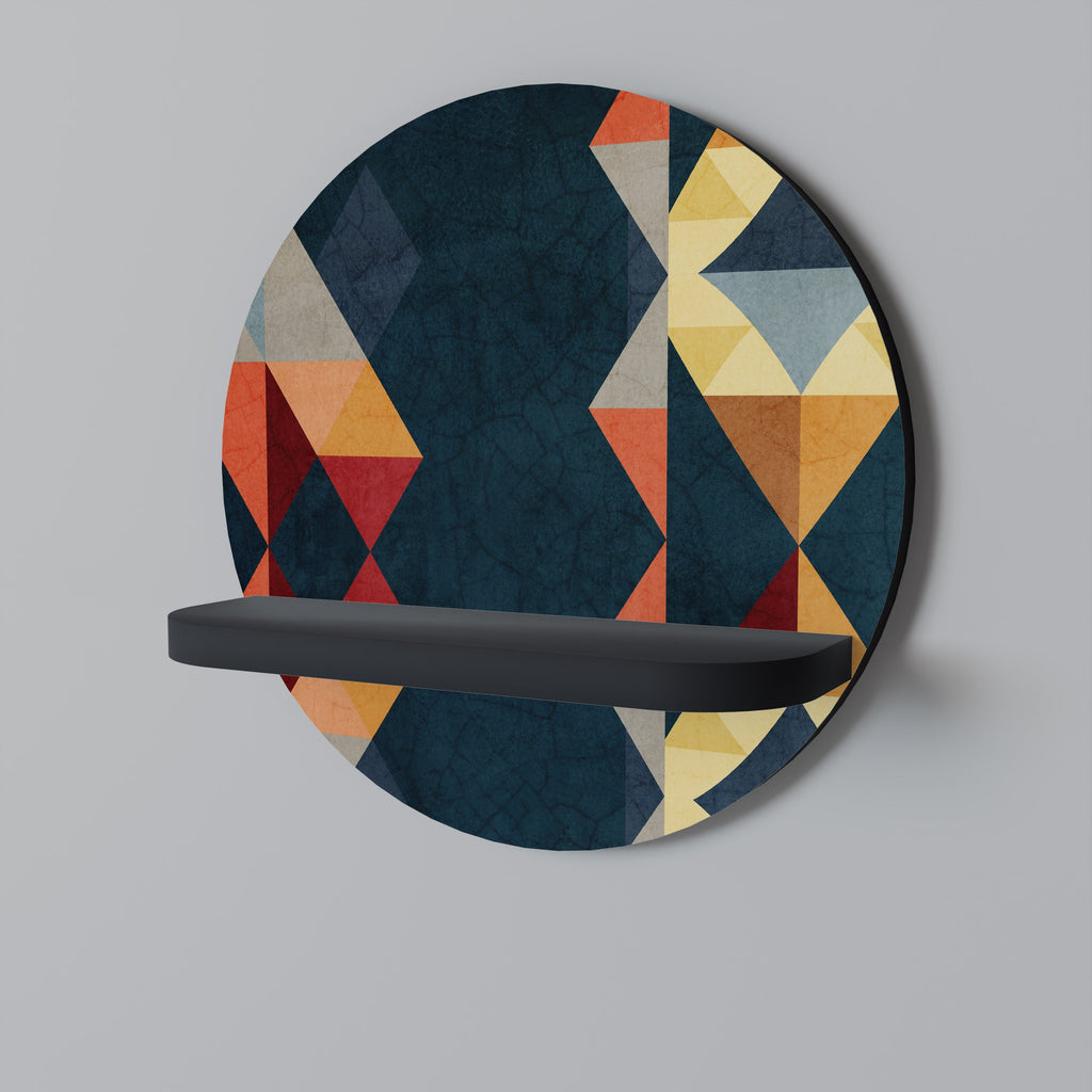 Étagère d'art ronde CRACKED ILLUSION en finition noire