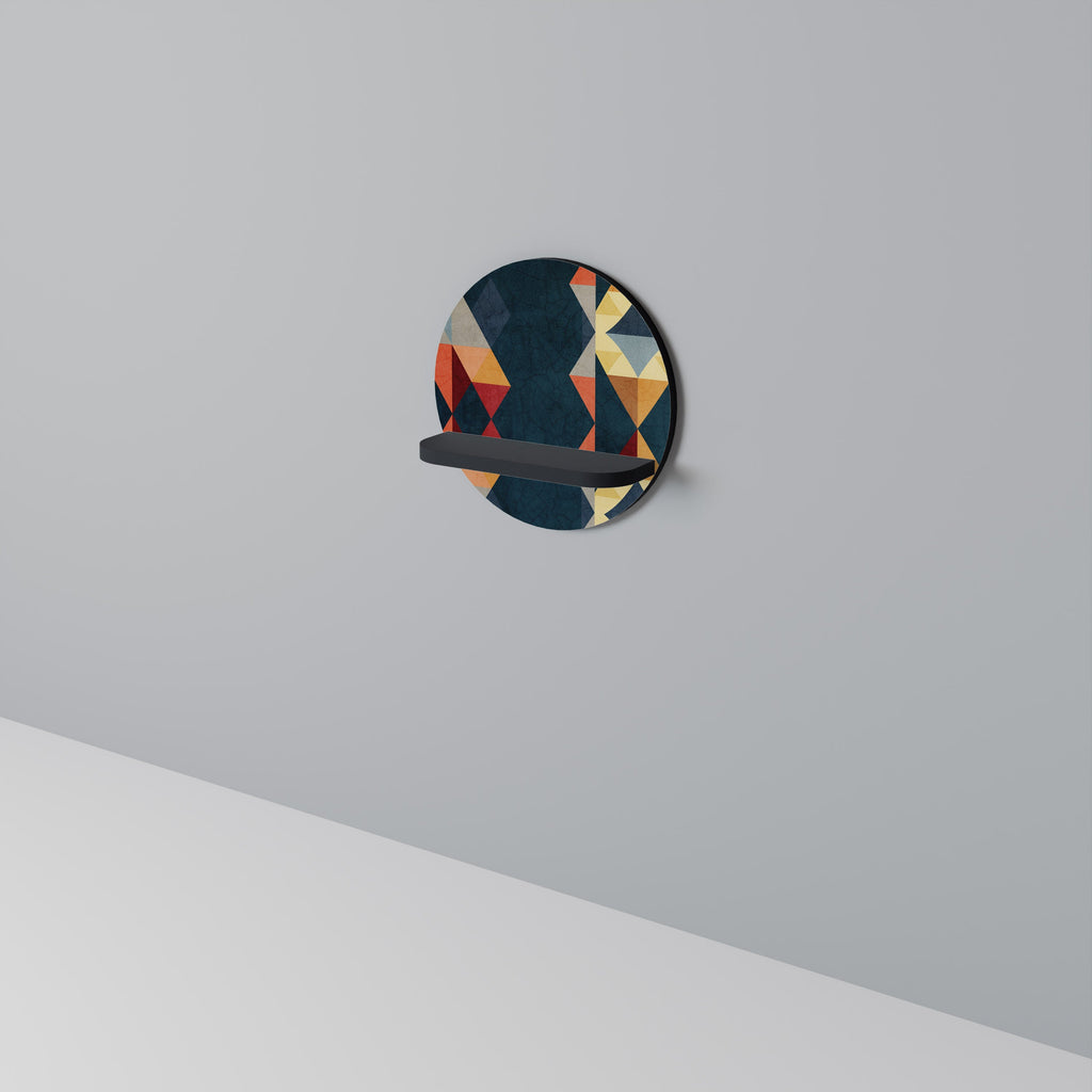 Étagère d'art ronde CRACKED ILLUSION en finition noire