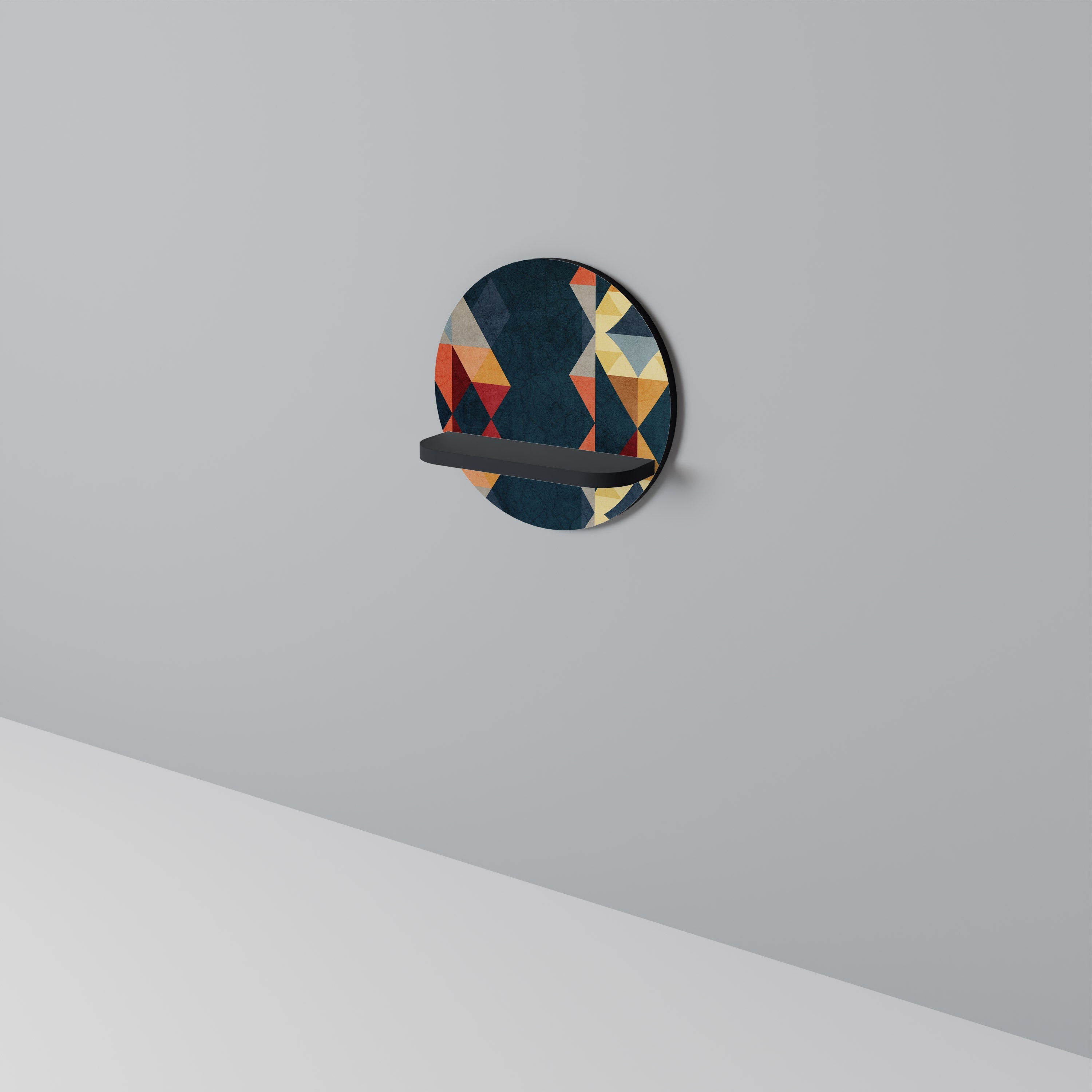 Étagère d'art ronde CRACKED ILLUSION en finition noire