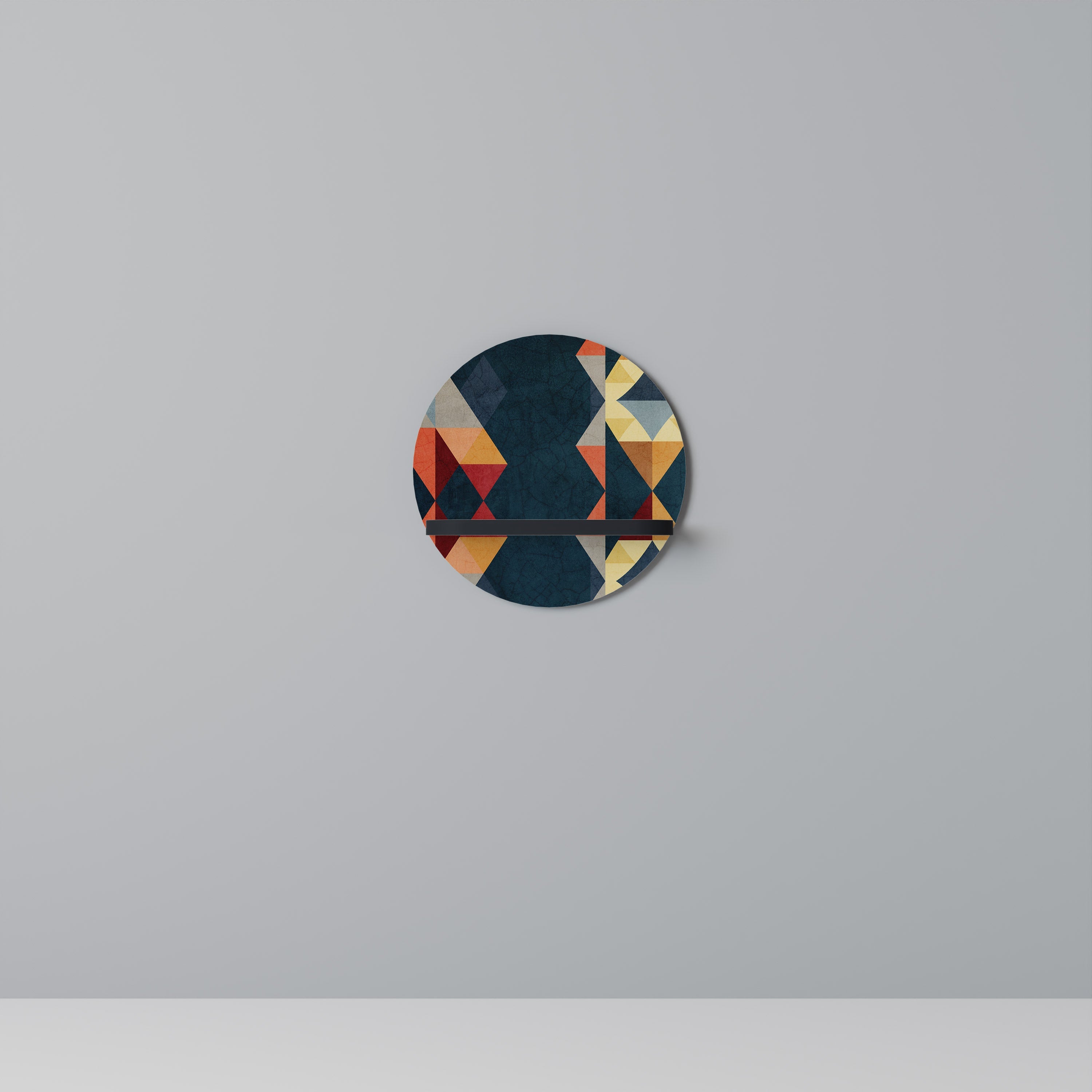 Étagère d'art ronde CRACKED ILLUSION en finition noire