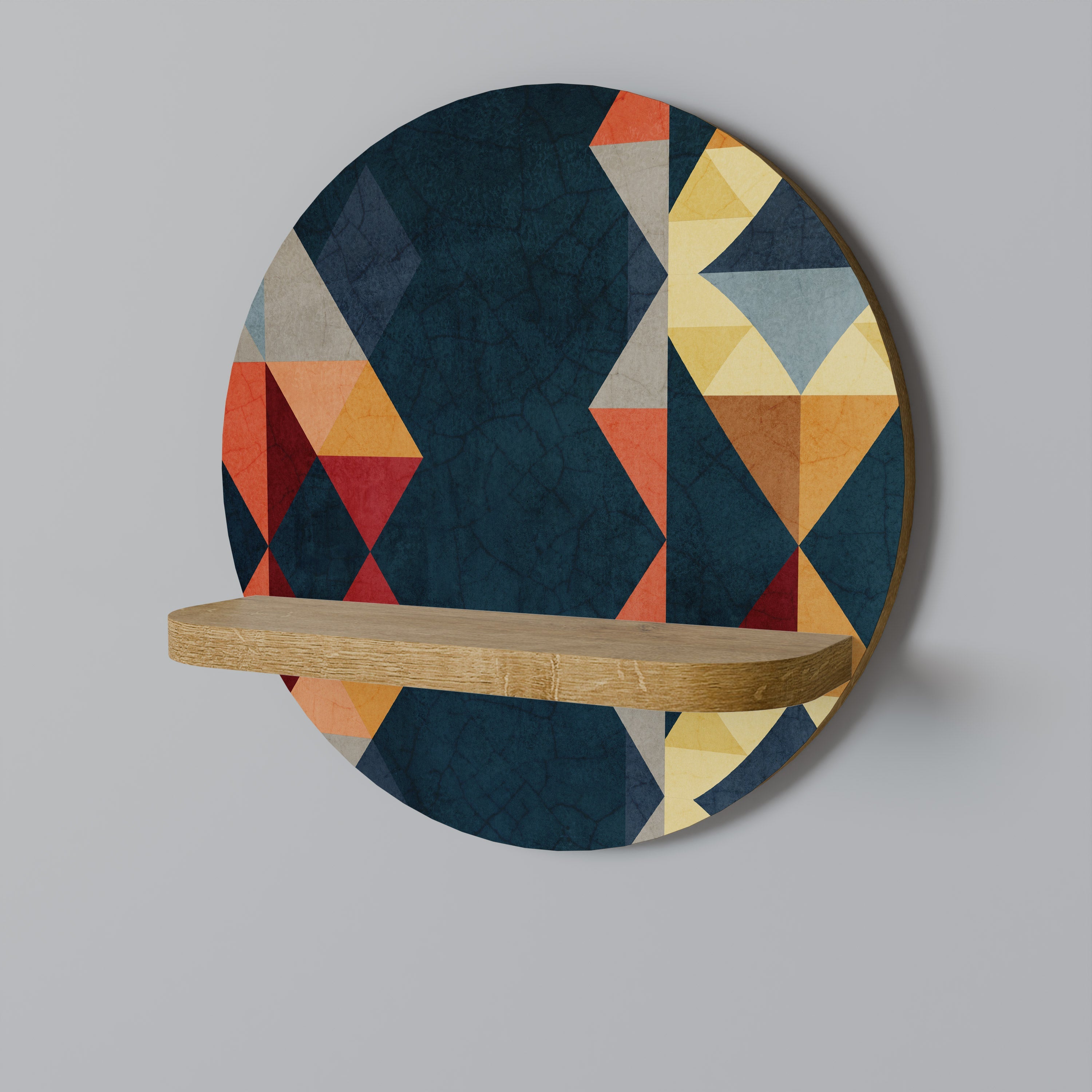 Étagère d'art ronde effet chêne CRACKED ILLUSION