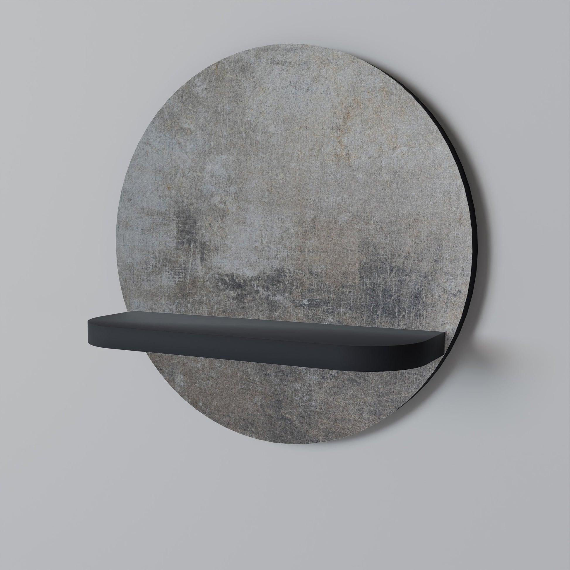 Étagère d'art ronde en béton avec finition noire